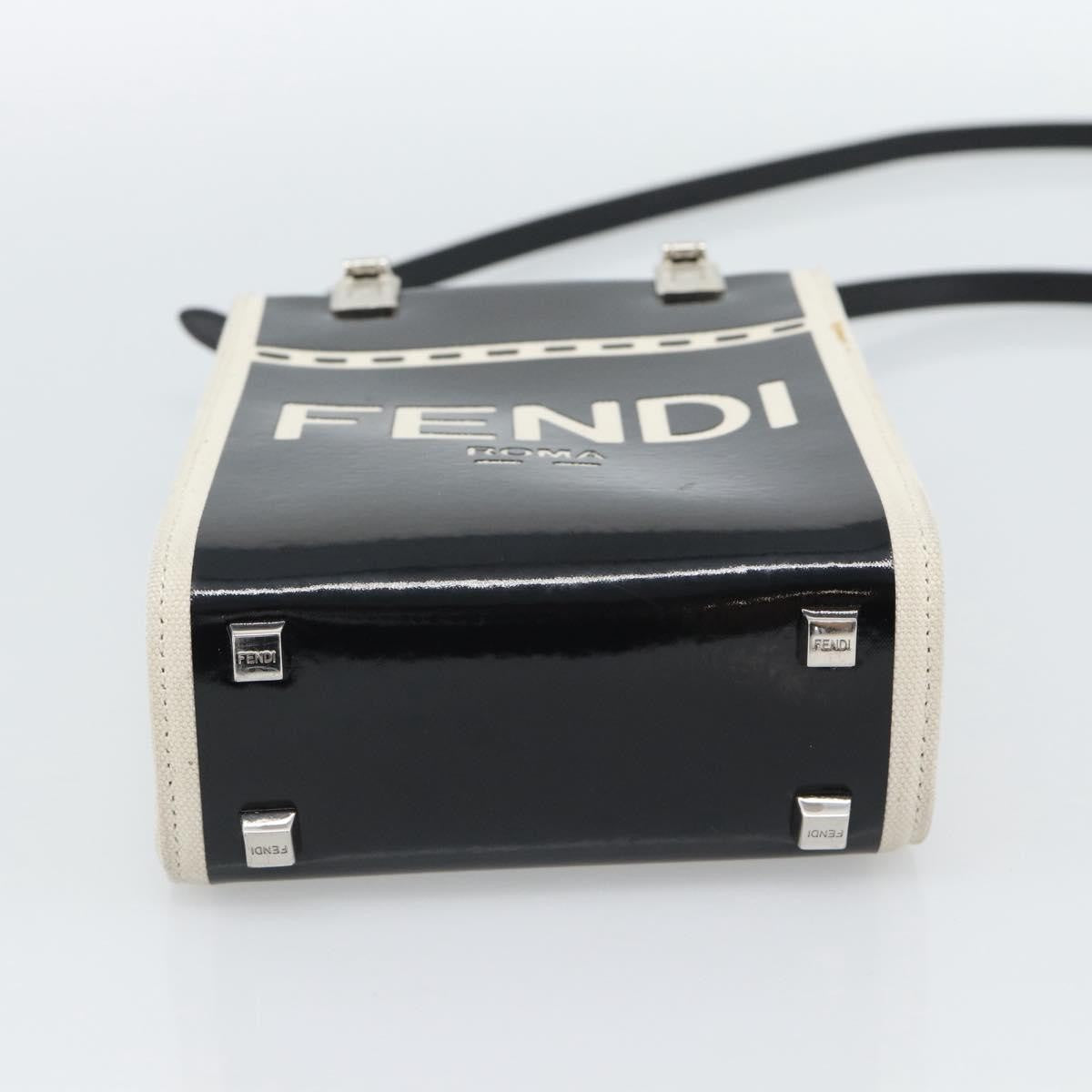 Fendi Sunshine Shopper Patent And Canvas Black Patent_Leather Tote Bag Bag (Pre-Owned)