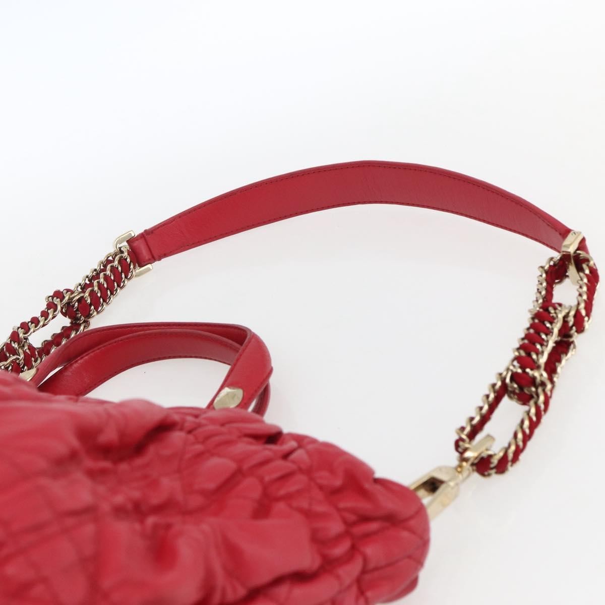 Christian Dior Delices Cannage Quilt Leather Red Leather Tote Bag Bag (Pre-Owned)