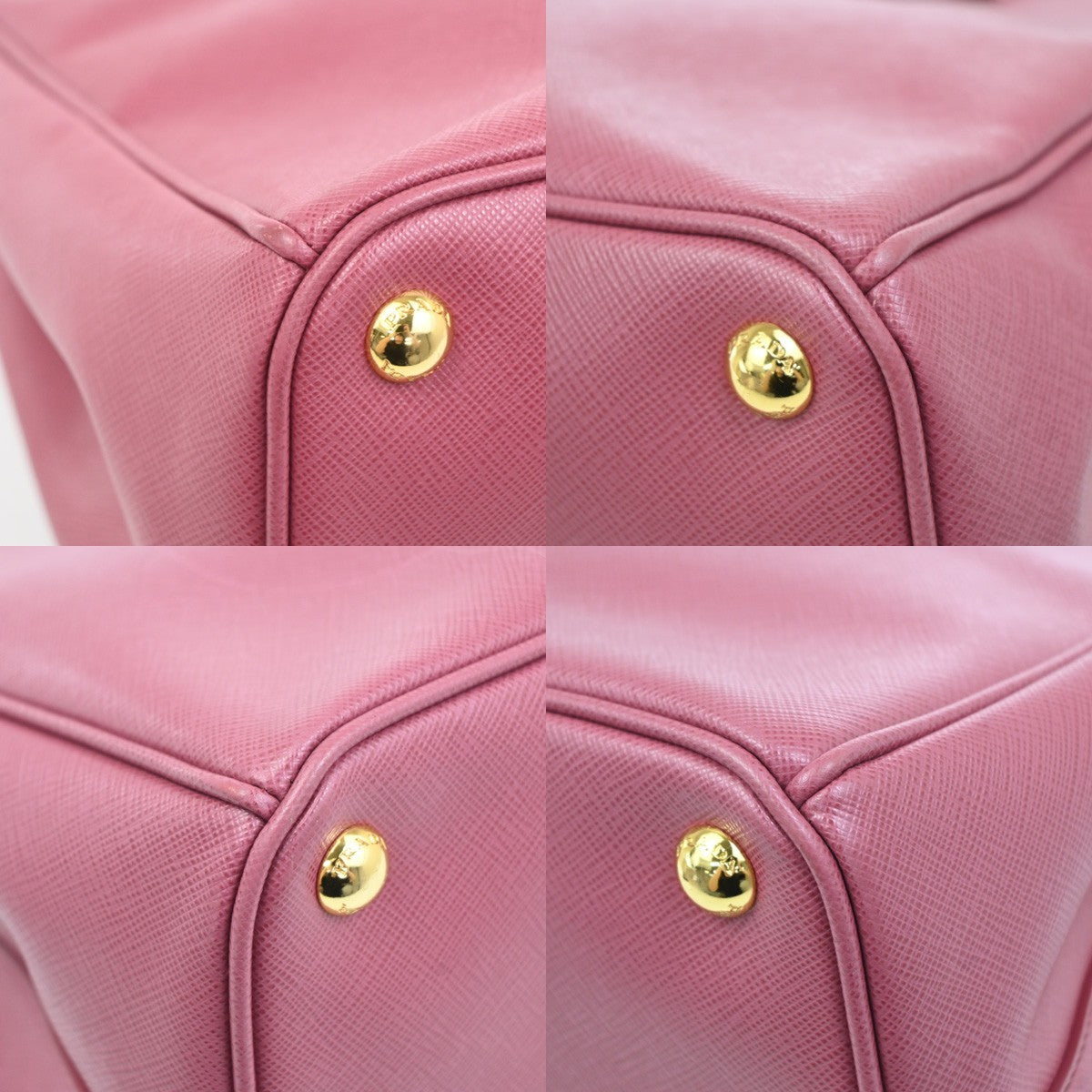 Prada Double Zip Lux Convertible Tote Saffiano Leather Pink Leather Tote Bag Bag (Pre-Owned)