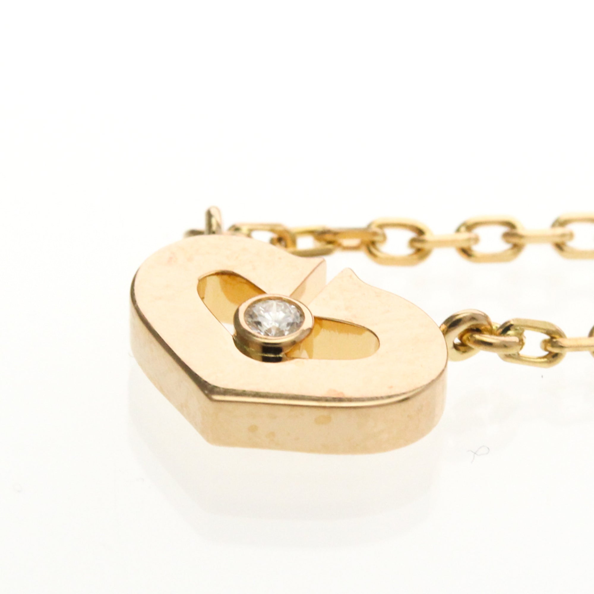Cartier C Heart De Cartier Pendant 18K Rose Gold With Diamond Gold Pink_Gold Necklace Jewelry (Pre-Owned)