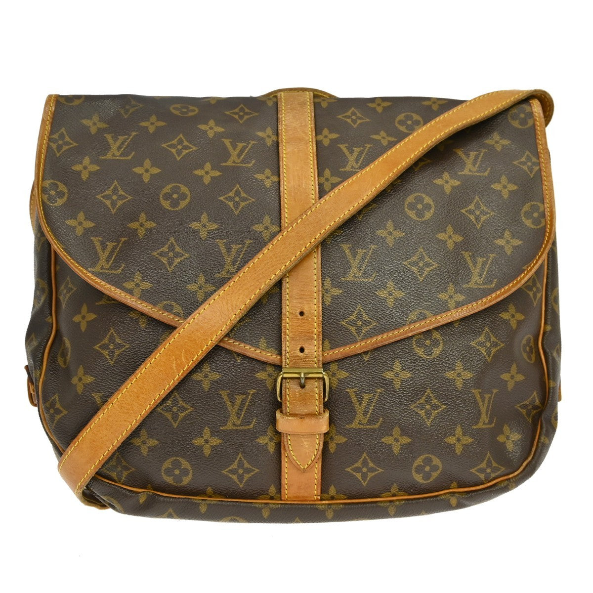 Louis Vuitton Saumur Messenger Monogram Canvas Brown Canvas Handbag (Pre-Owned)