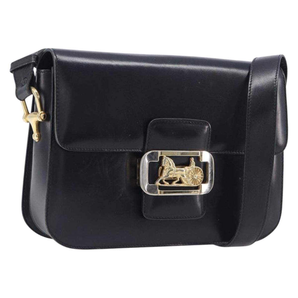 Celine Horse Carriage Leather Black Leather Shoulder Bag Bag (Pre-Owned)