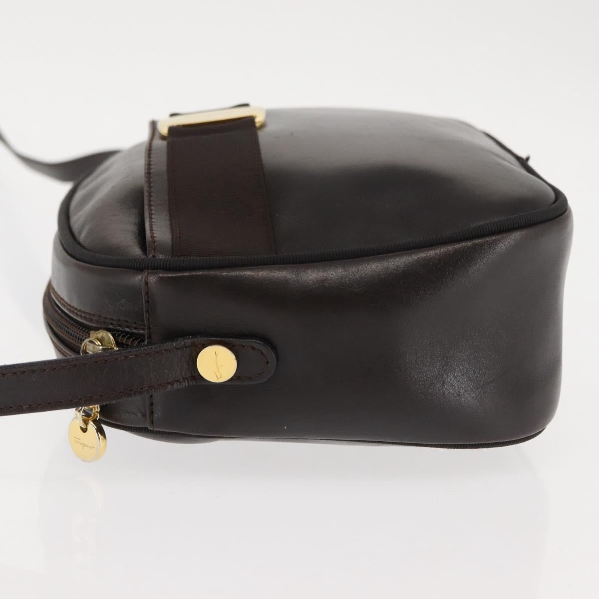 Salvatore Ferragamo Vara Bow Camera Leather Brown Leather Shoulder Bag Bag (Pre-Owned)