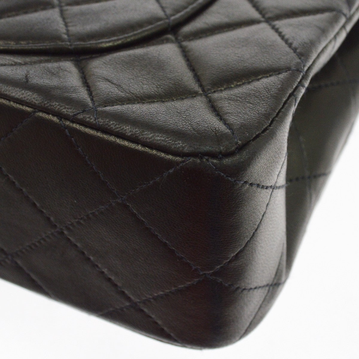 Chanel Classic Flap Quilted Lambskin Black Leather Handbag (Pre-Owned)