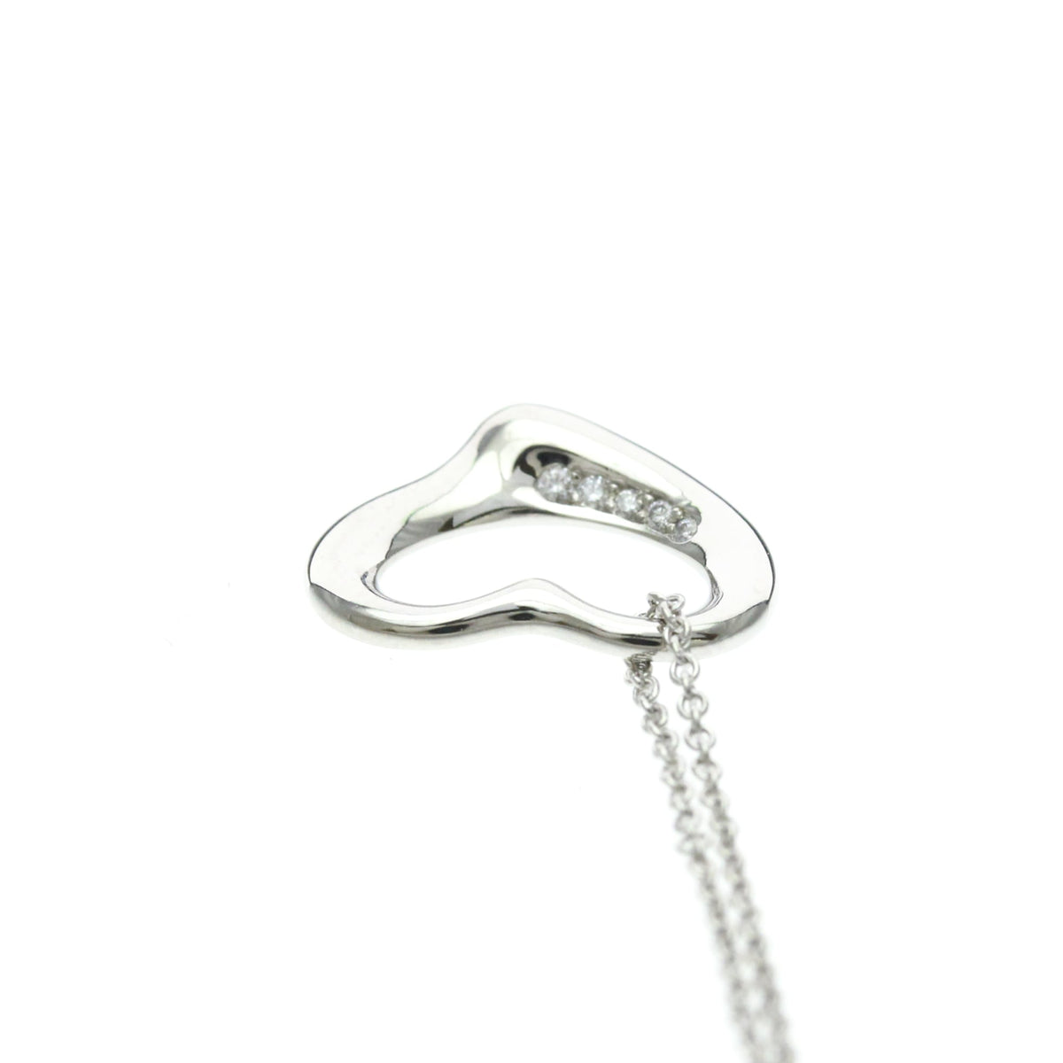 Tiffany & Co. Elsa Peretti Open Heart 5 Diamonds Pendant Platinum And Diamonds Silver Platinum Necklace Jewelry (Pre-Owned)