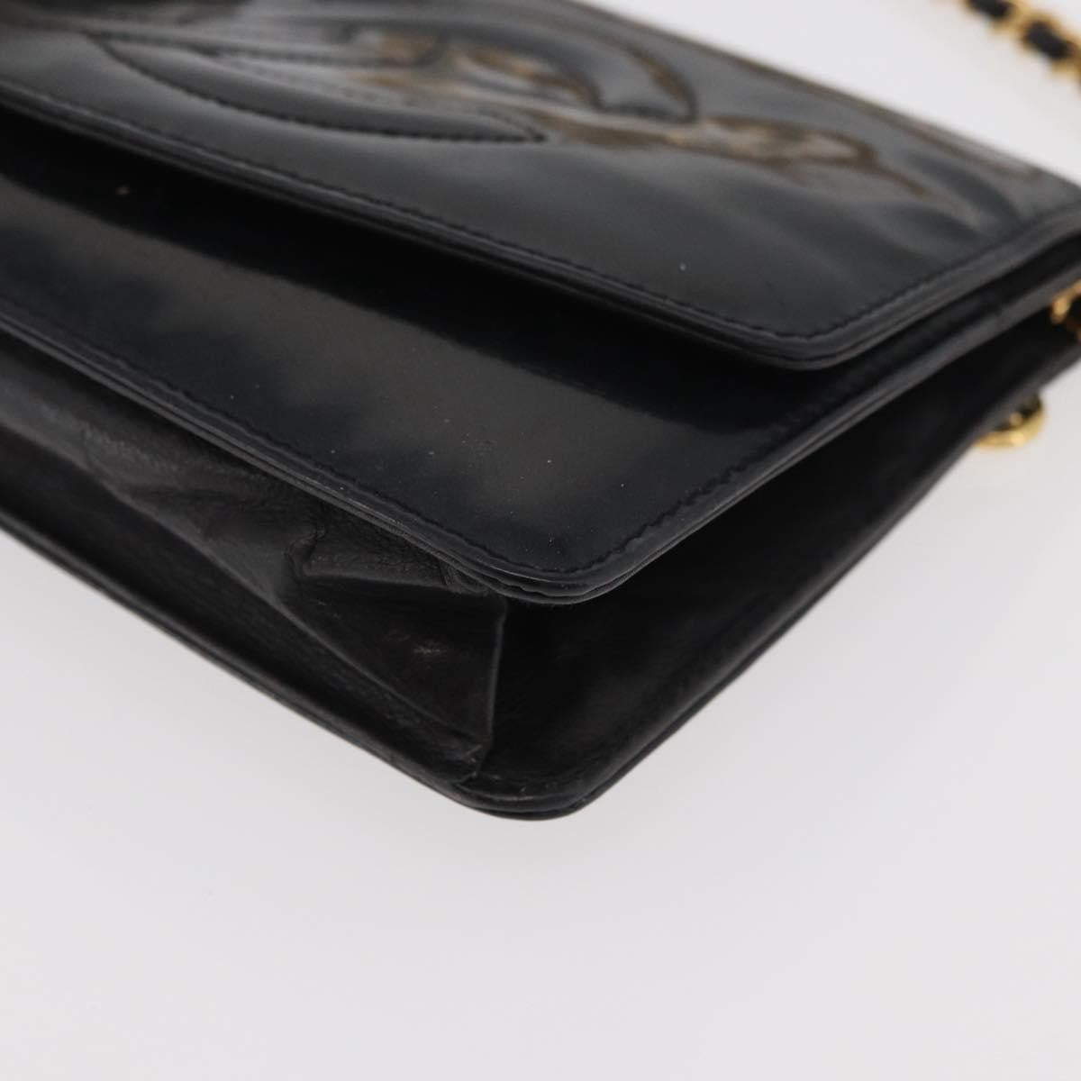 Chanel Vintage Cc Wallet On Chain Patent Black Patent_Leather Shoulder Bag Bag (Pre-Owned)