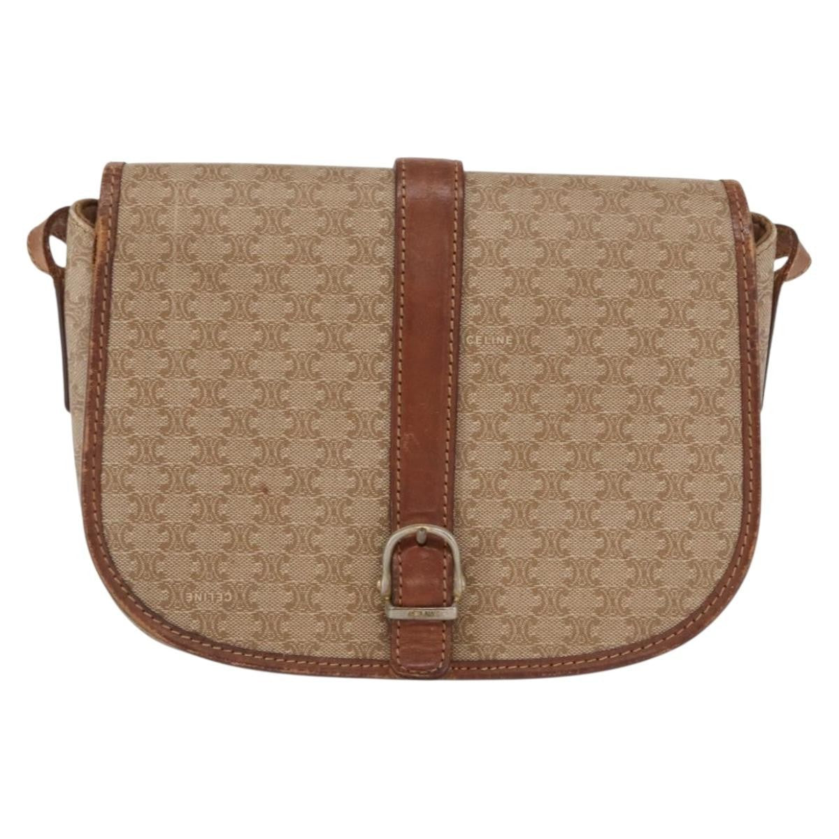 Celine Vintage Macadam Canvas And Leather Beige Canvas Shoulder Bag Bag (Pre-Owned)