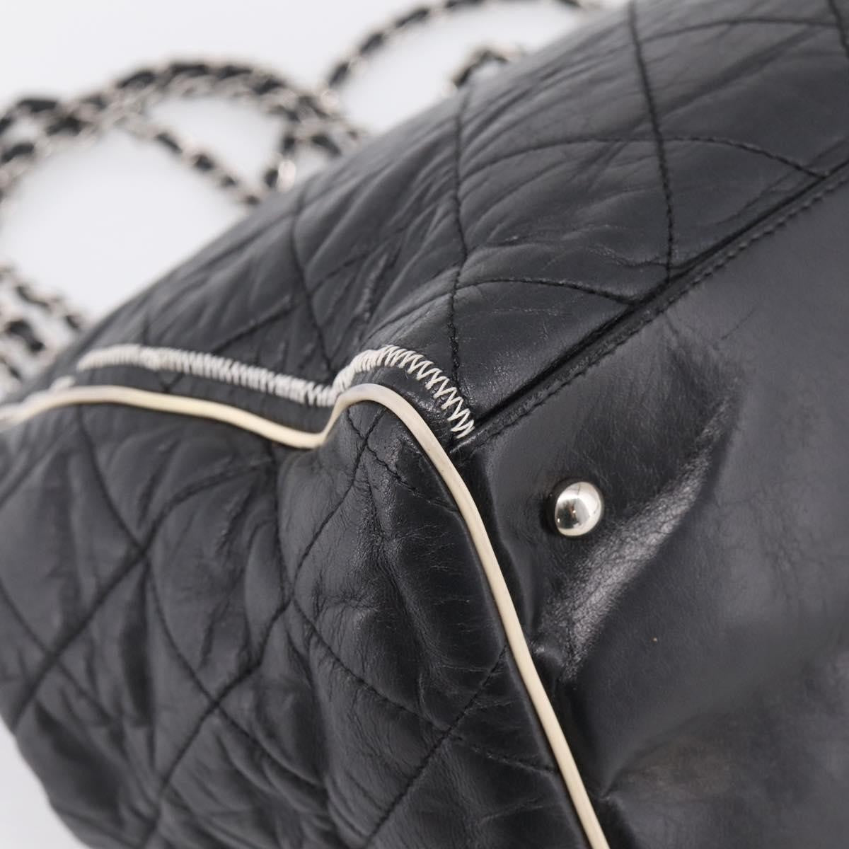 Chanel North South Mademoiselle Lock Quilted Leather Black Leather Tote Bag Bag (Pre-Owned)