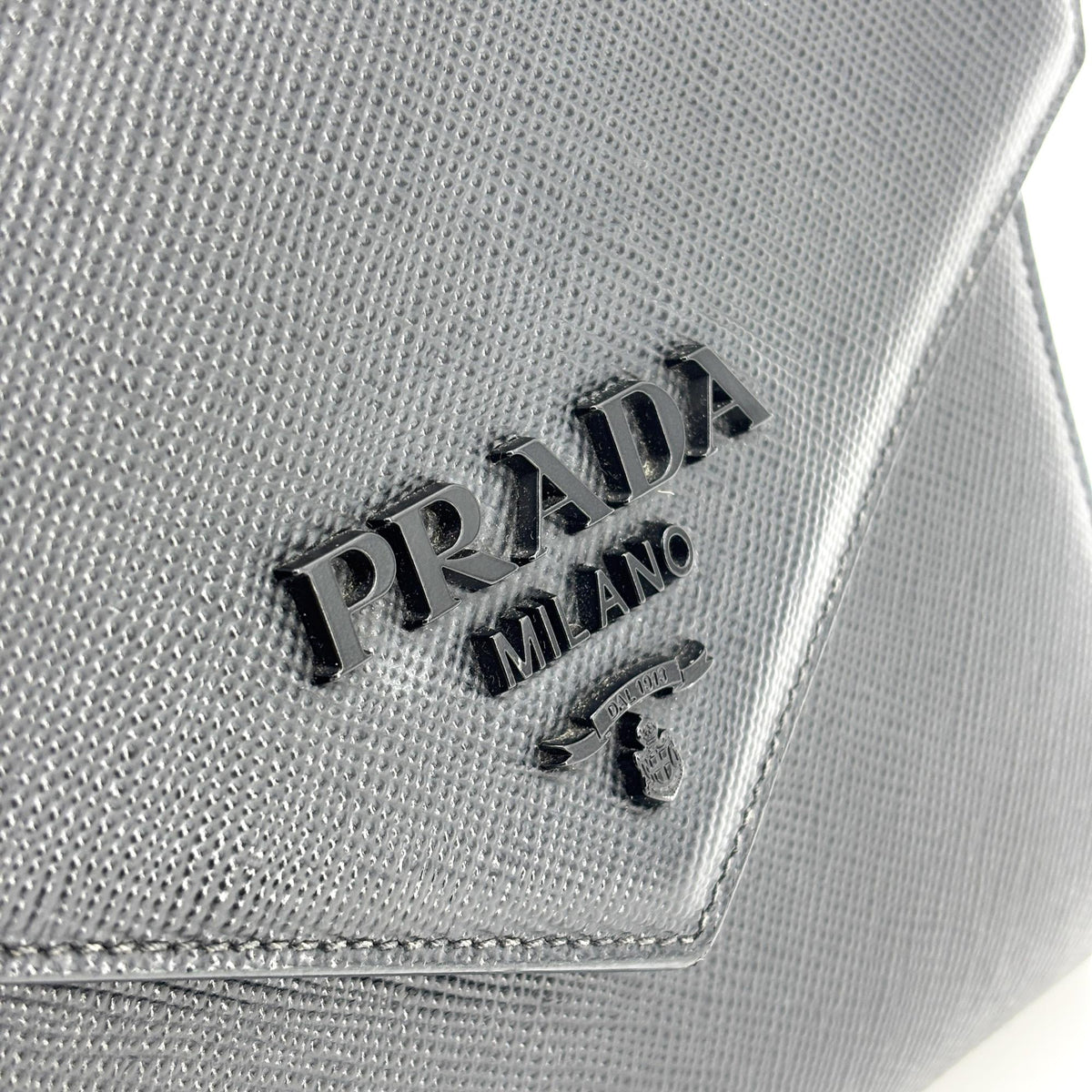 Prada Monochrome Saffiano Leather Navy Leather Tote Bag Bag (Pre-Owned)