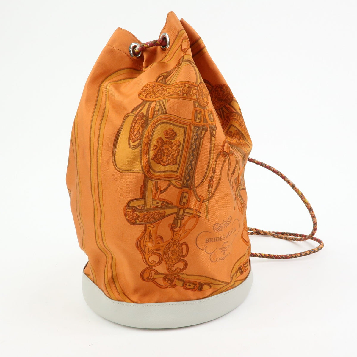 Hermes Soie Cool Printed Silk And Calfskin Orange Silk Handbag (Pre-Owned)