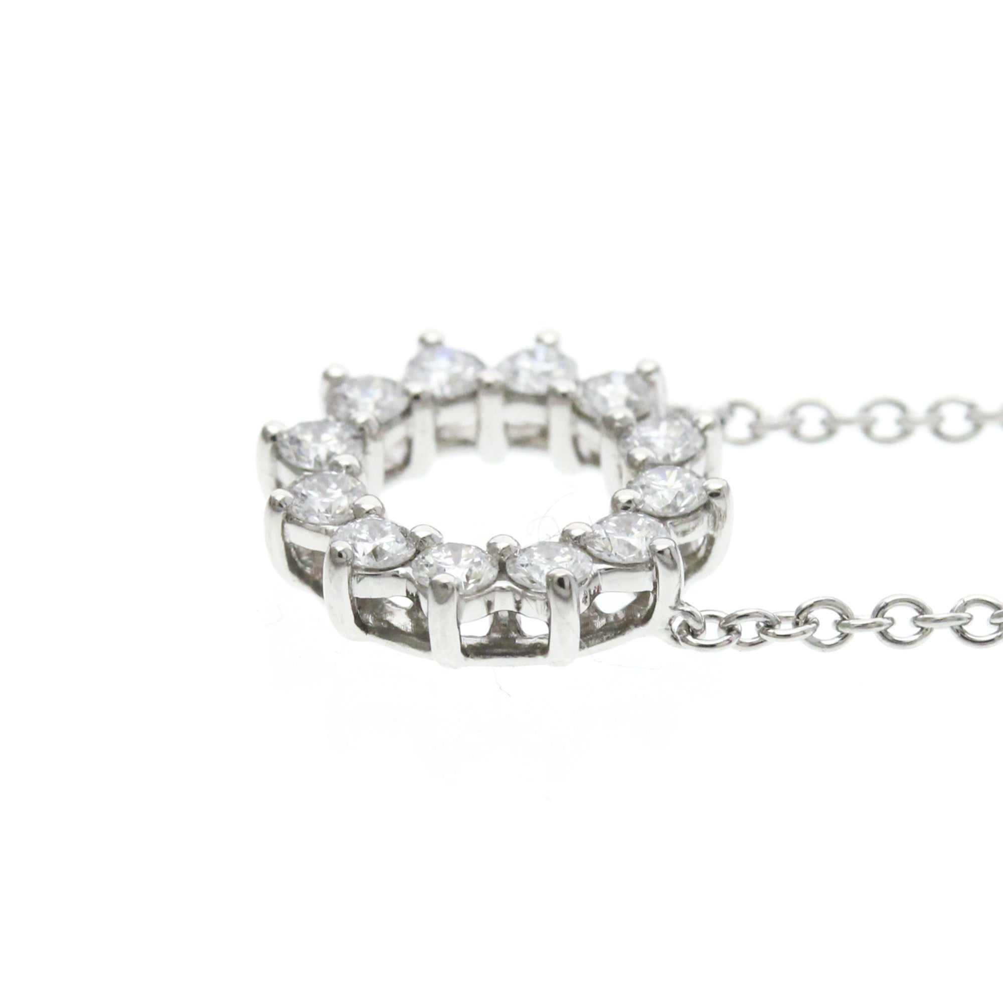Tiffany & Co. Open Circle Pendant Platinum With Diamonds Silver Platinum Necklace Jewelry (Pre-Owned)