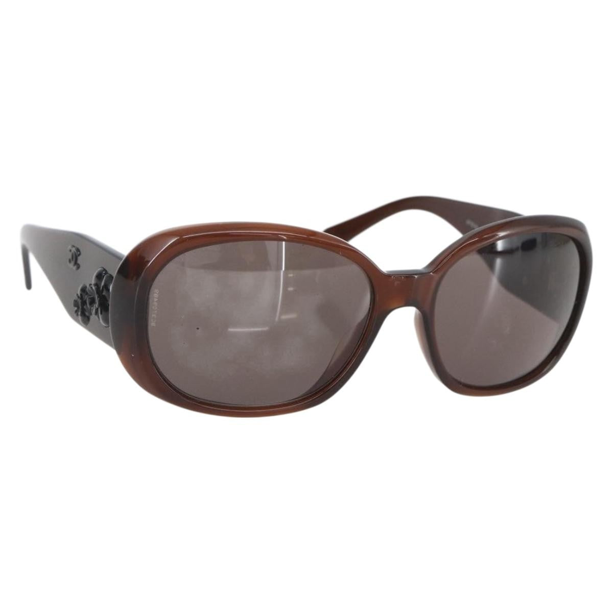 Chanel Camélia Plastic Brown Plastic Sunglasse Accessory (Pre-Owned)