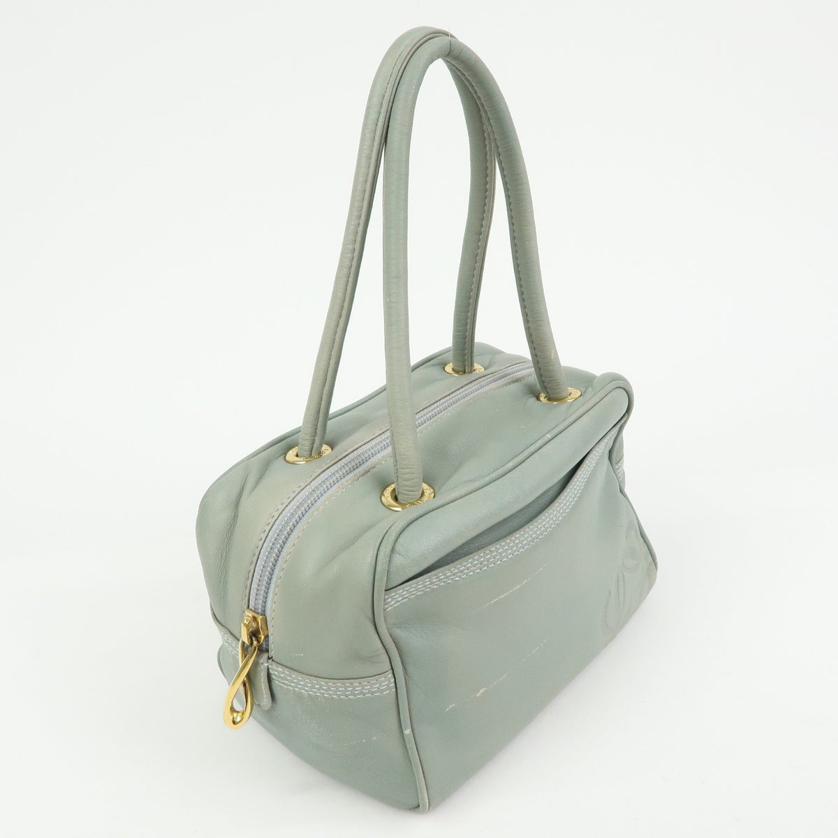 Loewe Anagram Leather Blue Leather Tote Bag Bag (Pre-Owned)