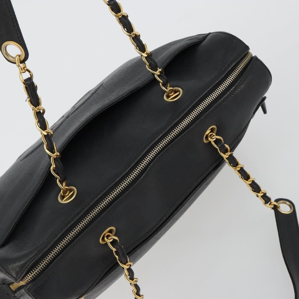 Chanel Timeless Chain Tote Caviar Black Calfskin Shoulder Bag Bag (Pre-Owned)