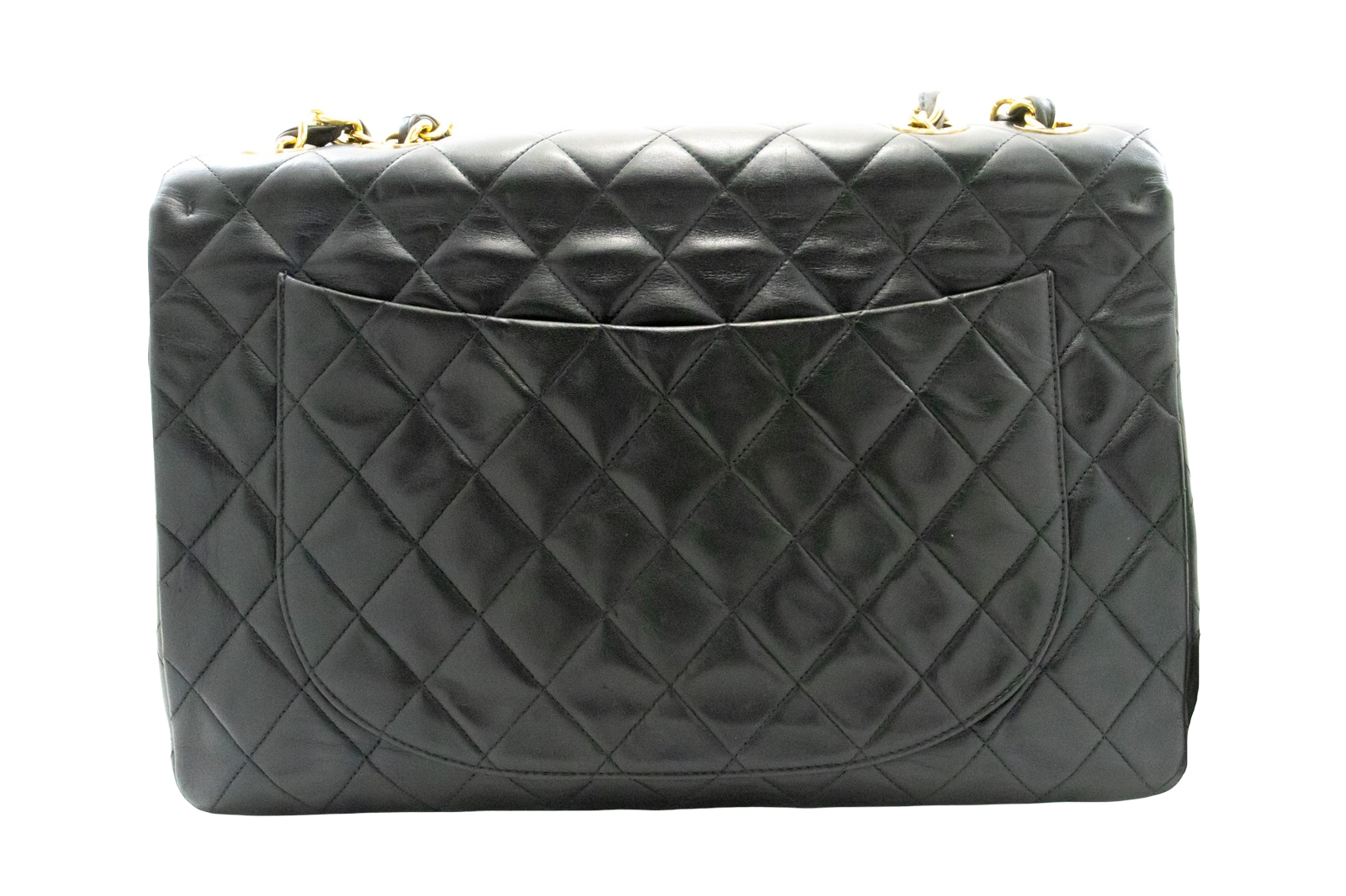 Chanel Classic Flap Lambskin Black Leather Crossbody Bag Bag (Pre-Owned)