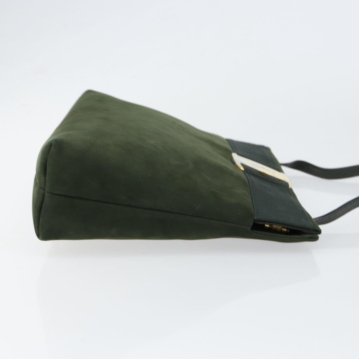 Salvatore Ferragamo Vala Suede Khaki Suede Shoulder Bag Bag (Pre-Owned)
