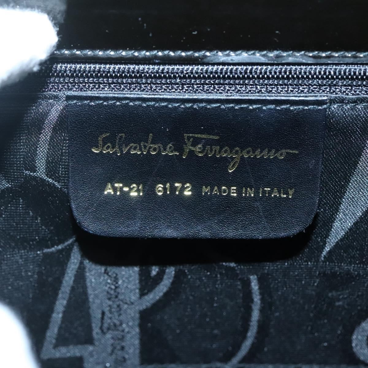 Salvatore Ferragamo Gancini Patent Leather Black Patent_Leather Shoulder Bag Bag (Pre-Owned)