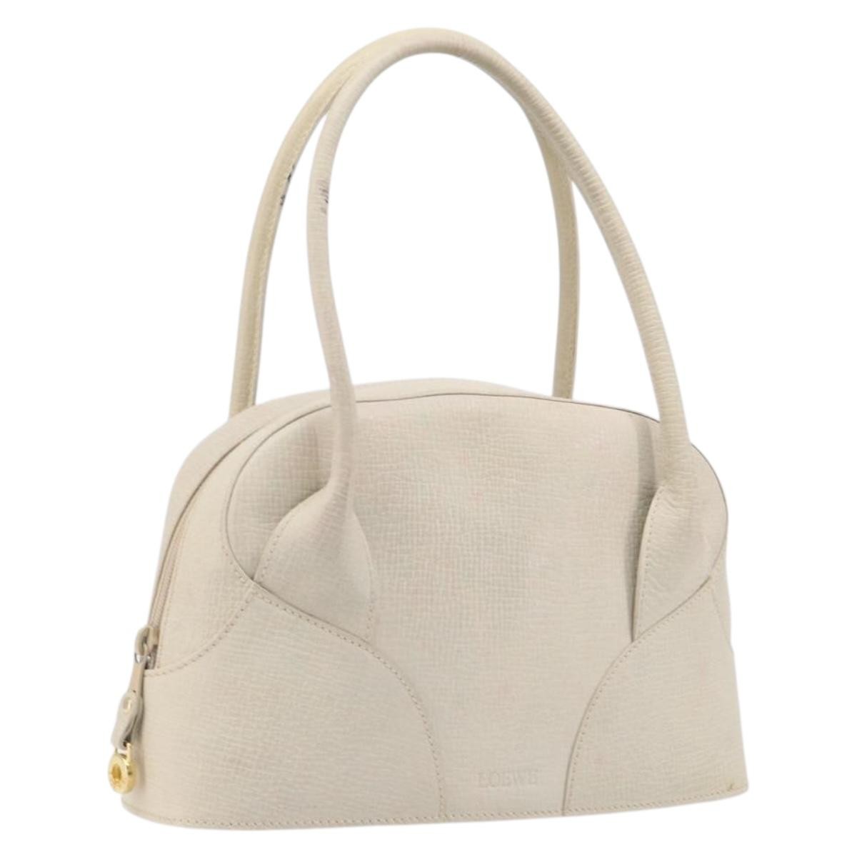Loewe Tote Leather White Leather Tote Bag Bag (Pre-Owned)
