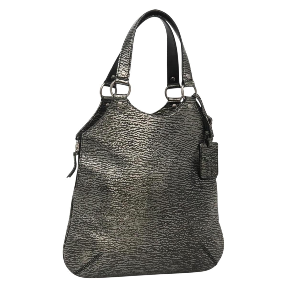 Saint Laurent Tribute Tote Leather Silver Leather Shoulder Bag Bag (Pre-Owned)