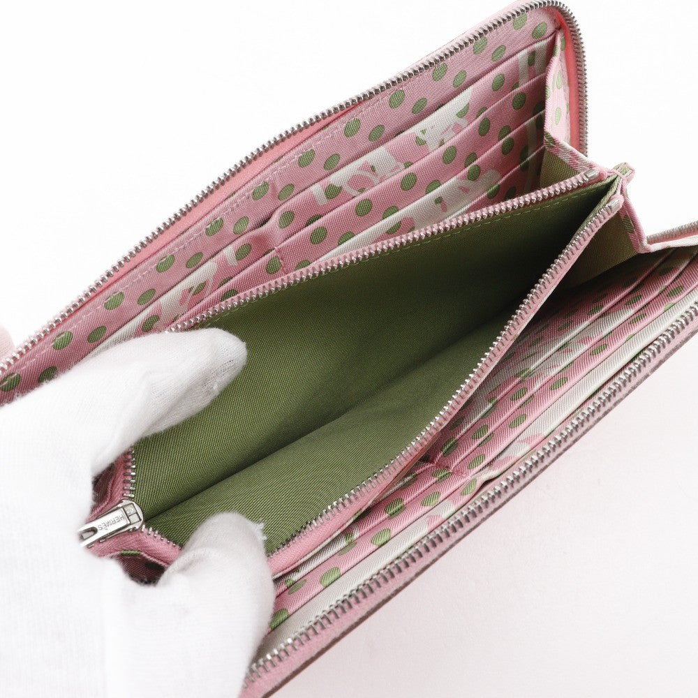 Hermes Azap Zip Around Epsom Pink Leather Wallets Accessory (Pre-Owned)
