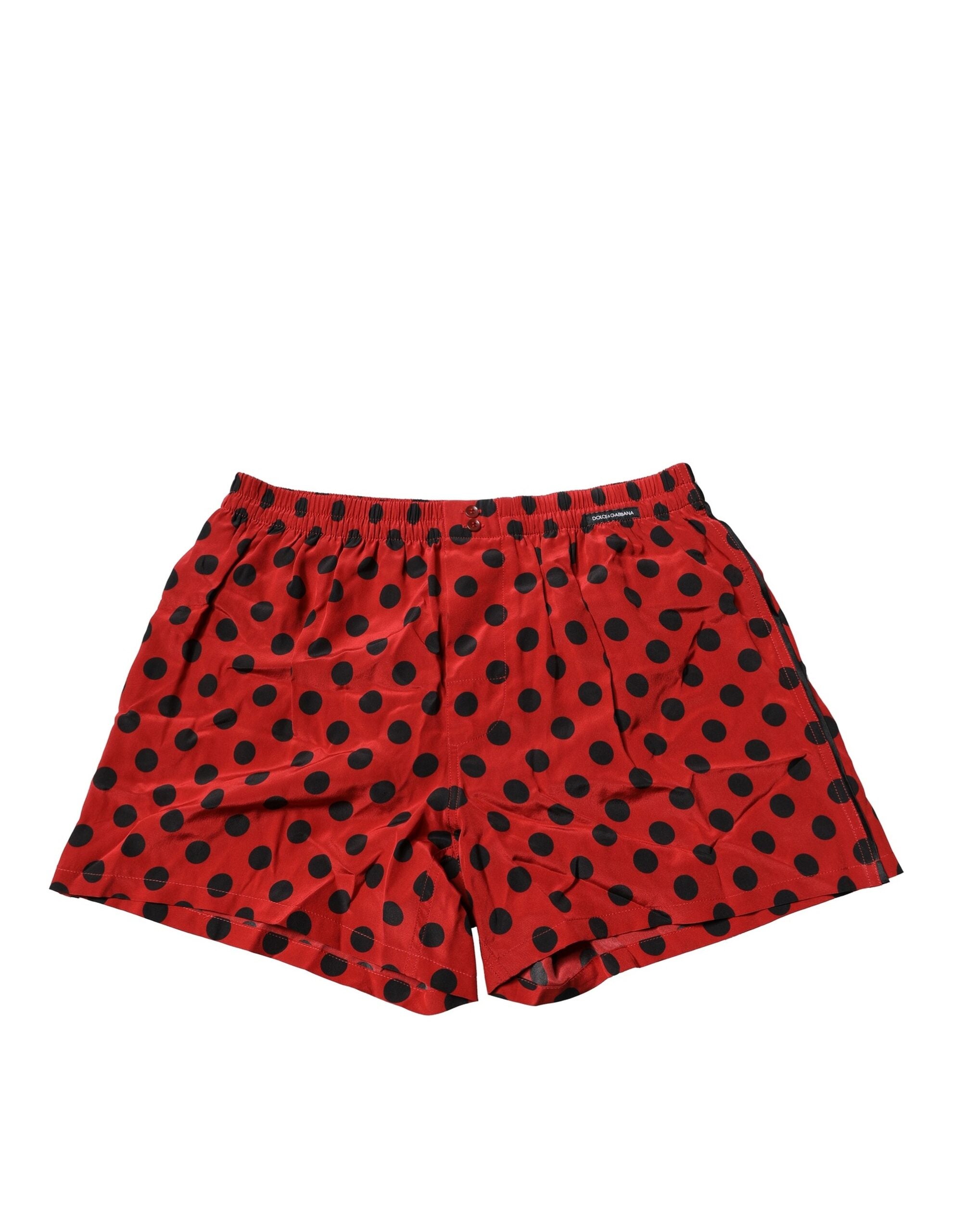 Dolce & Gabbana Red Silk Polka Dot Boxer Shorts Men's Underwear