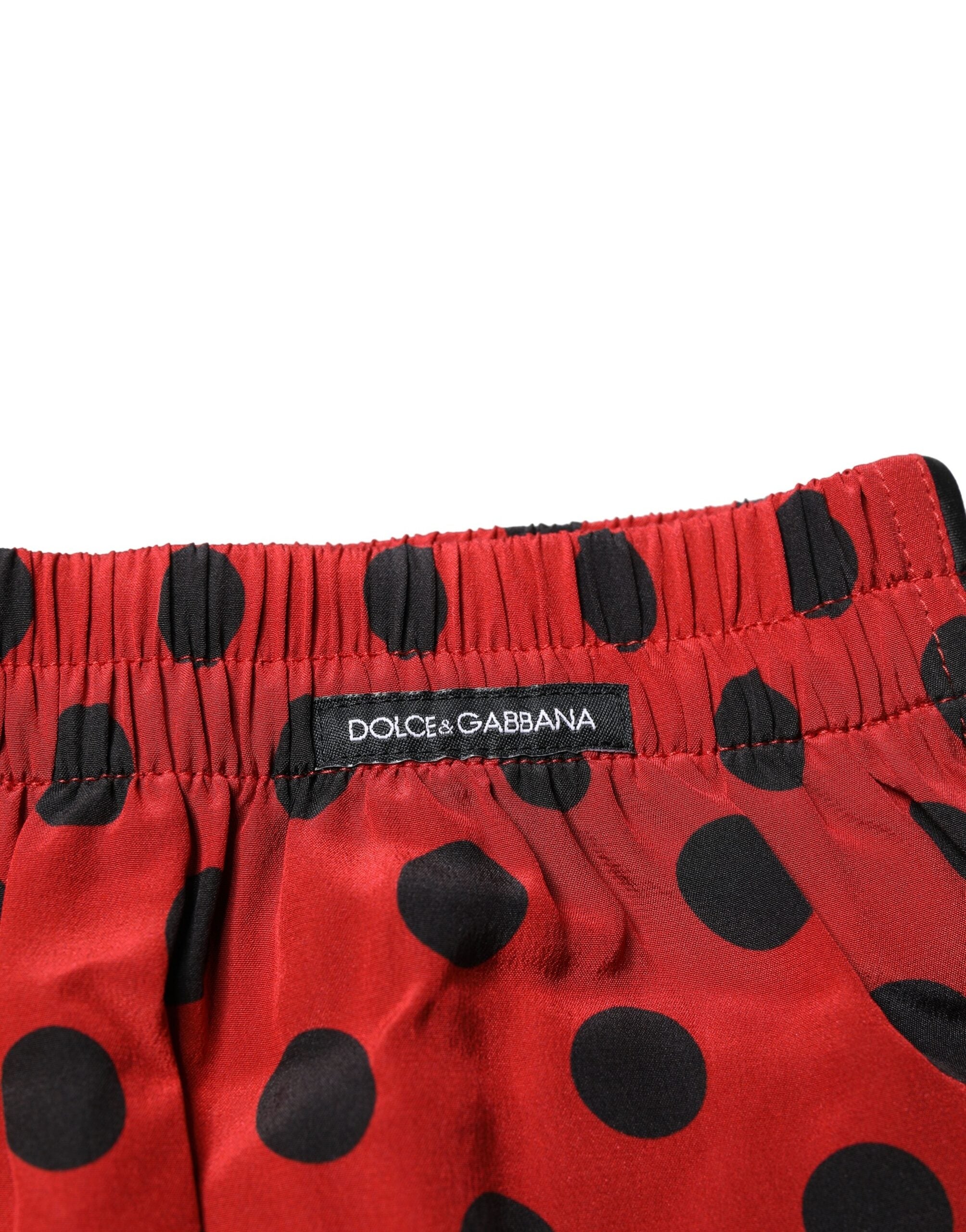 Dolce & Gabbana Red Silk Polka Dot Boxer Shorts Men's Underwear