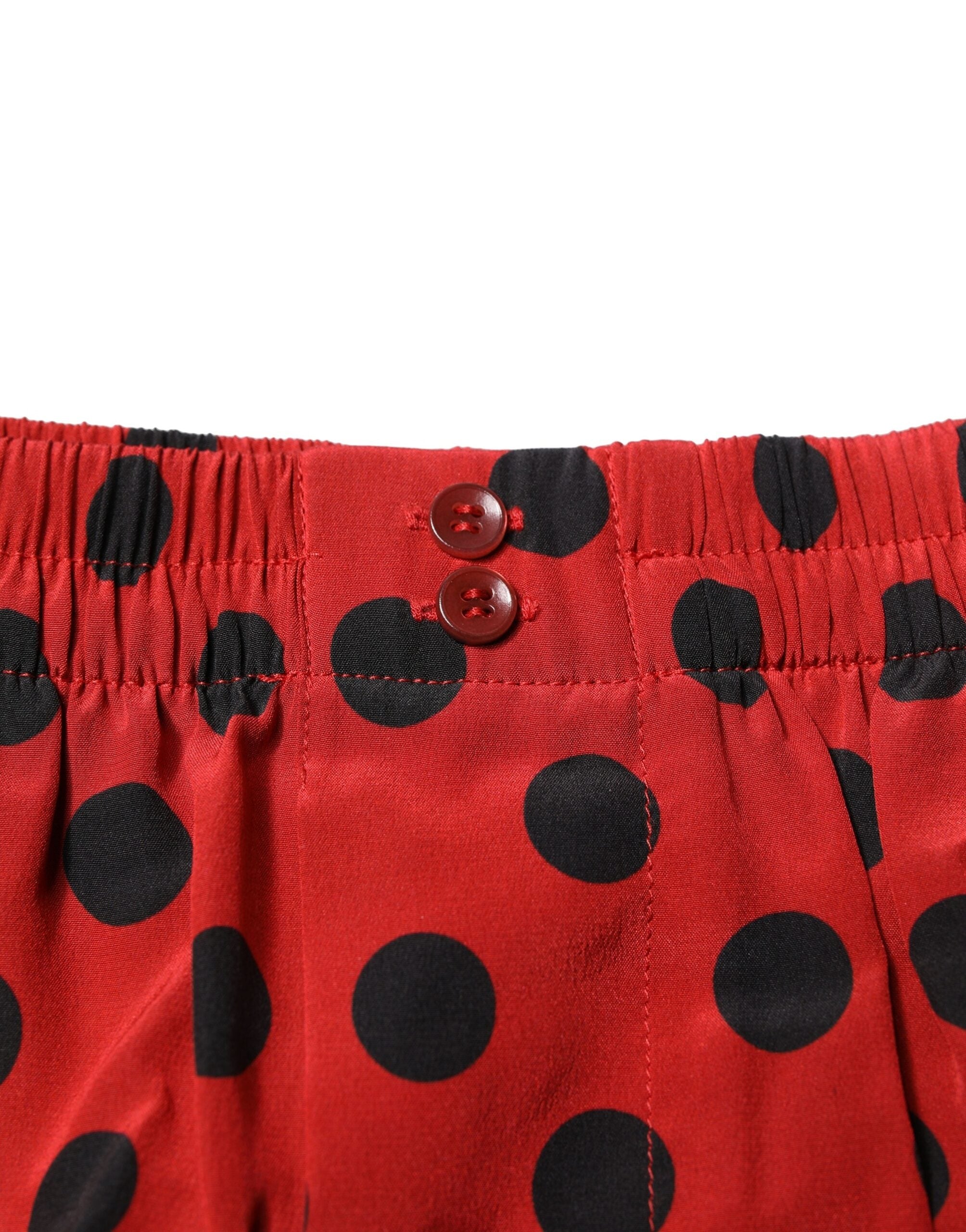 Dolce & Gabbana Red Silk Polka Dot Boxer Shorts Men's Underwear