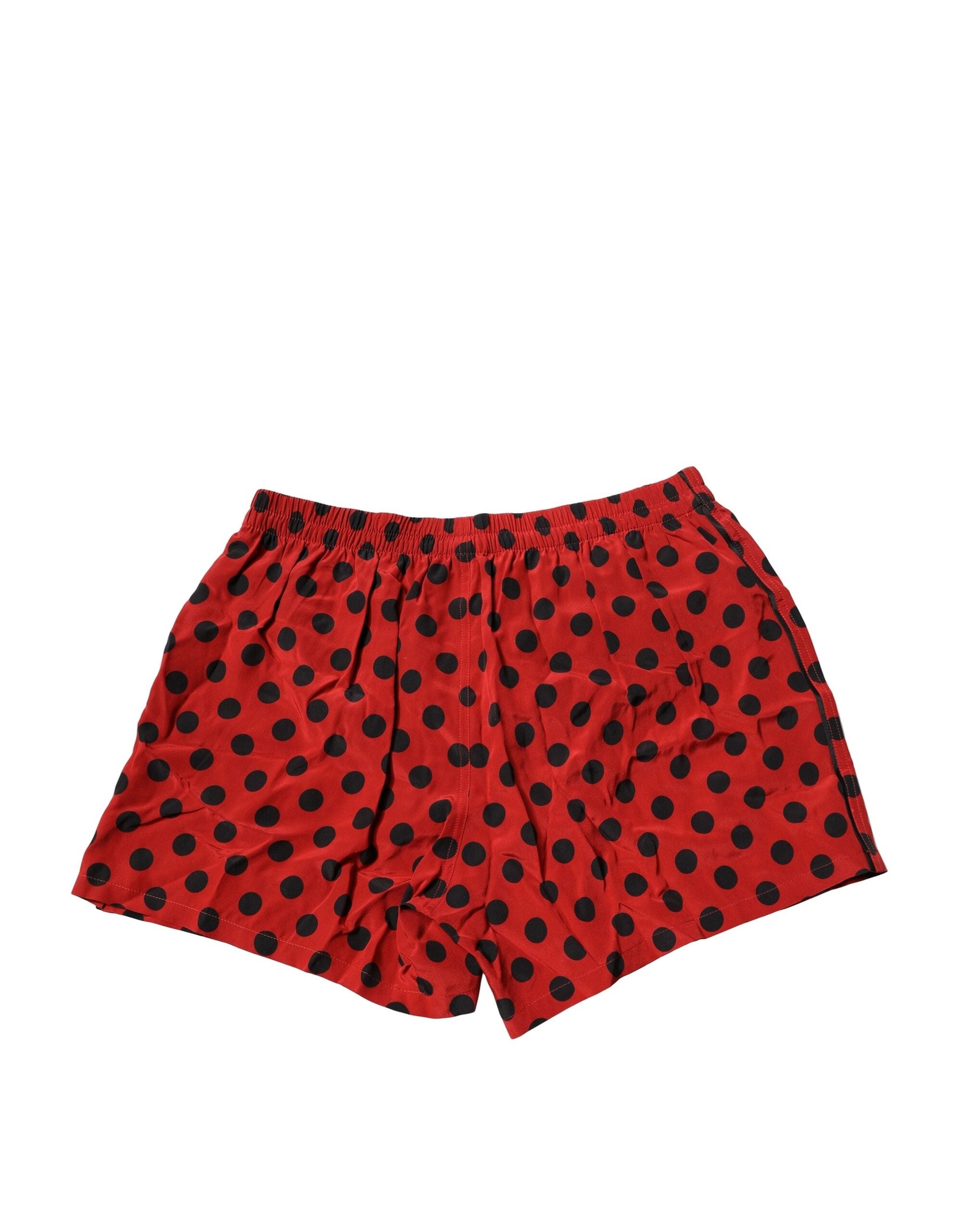 Dolce & Gabbana Red Silk Polka Dot Boxer Shorts Men's Underwear
