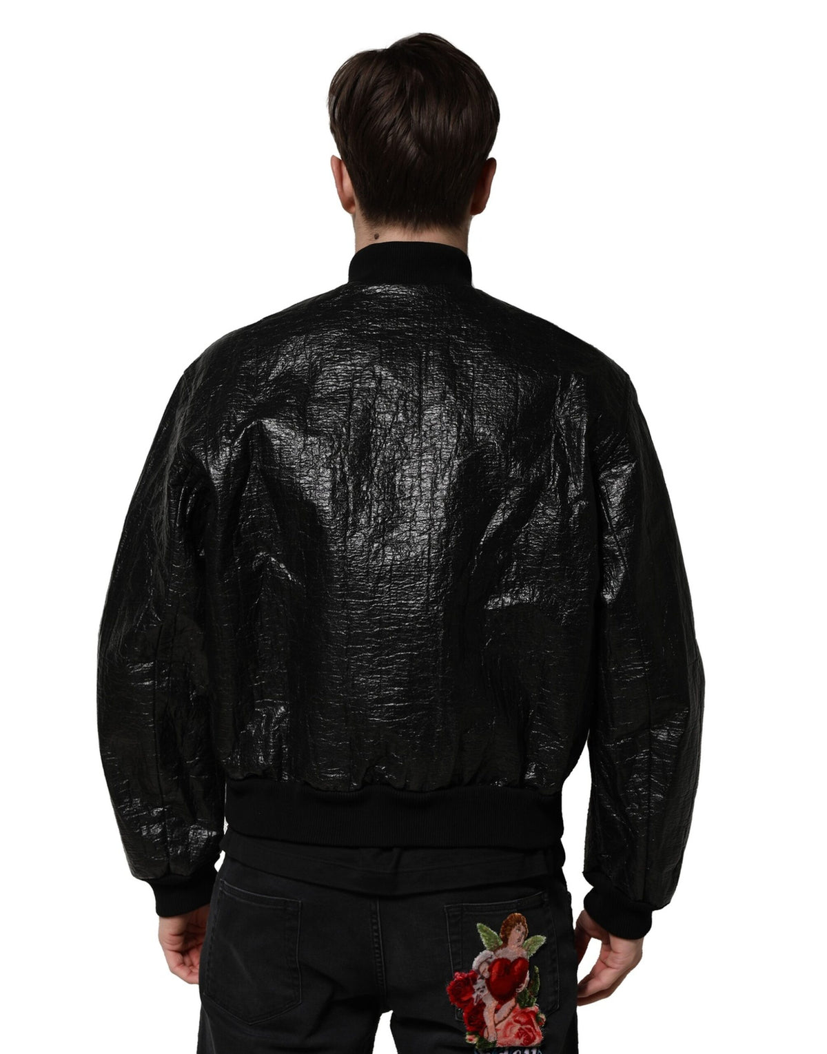 Dolce & Gabbana Black Logo Plaque Bomber Full Zipper Men's Jacket