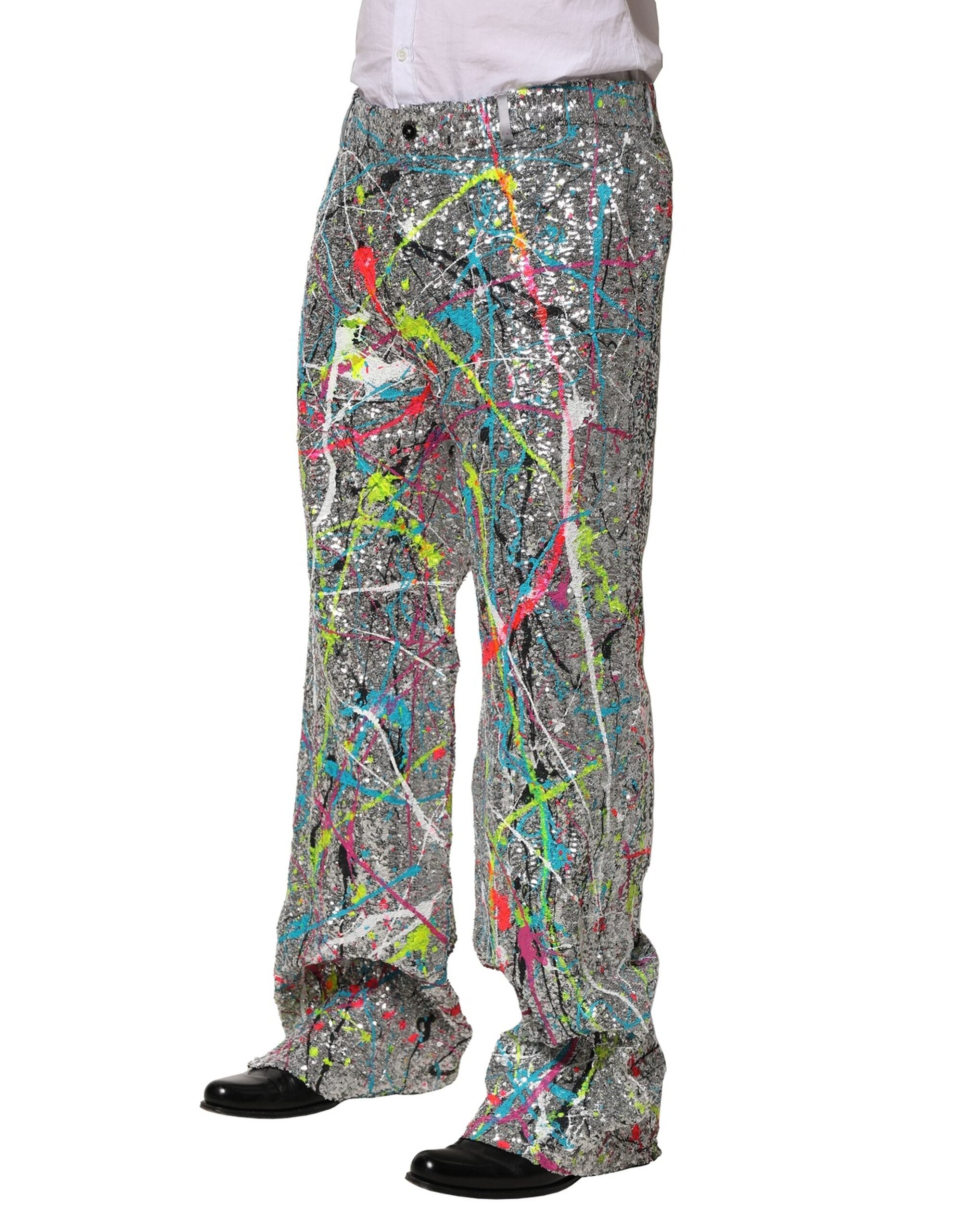 Dolce & Gabbana Multicolor Sequined Embellished Men's Pants
