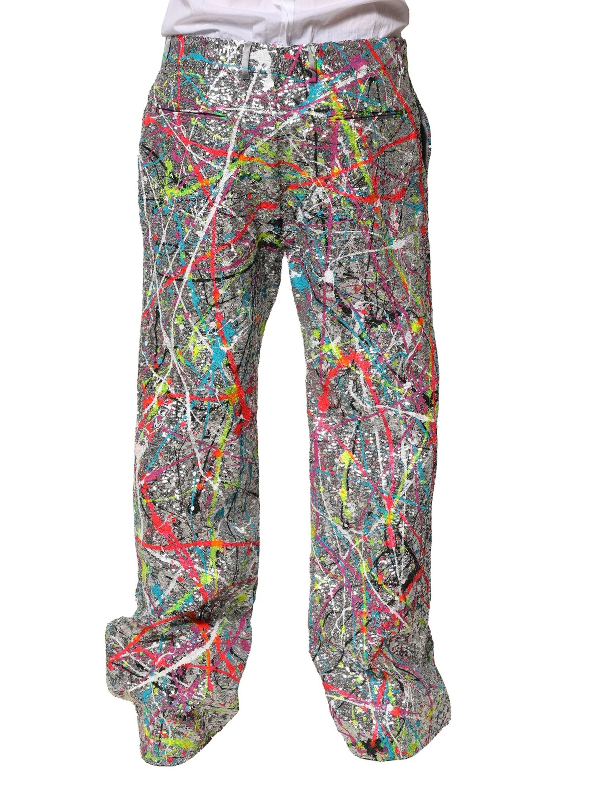 Dolce & Gabbana Multicolor Sequined Embellished Men's Pants