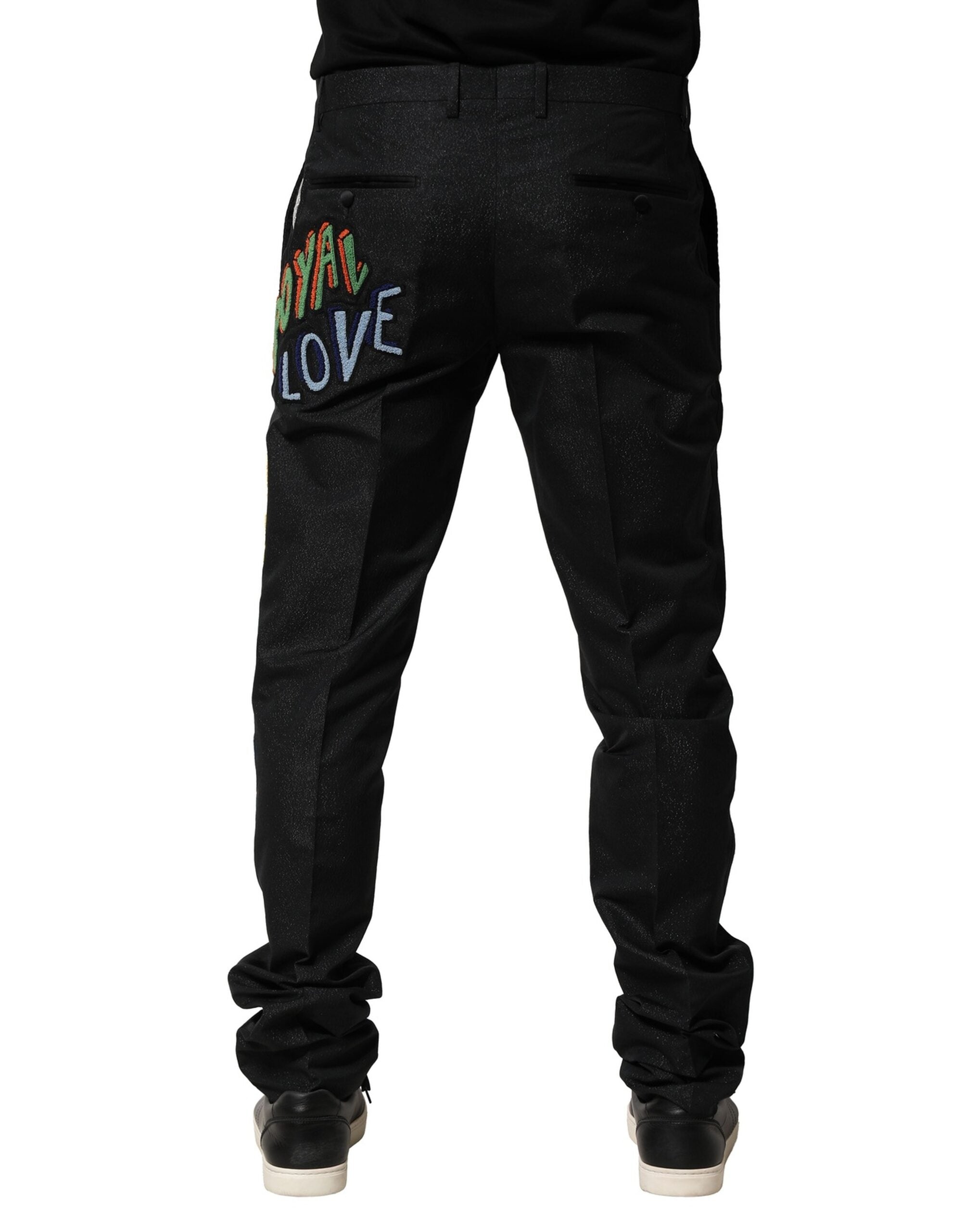 Dolce & Gabbana Black Graphic Embroidery Men Men's Pants