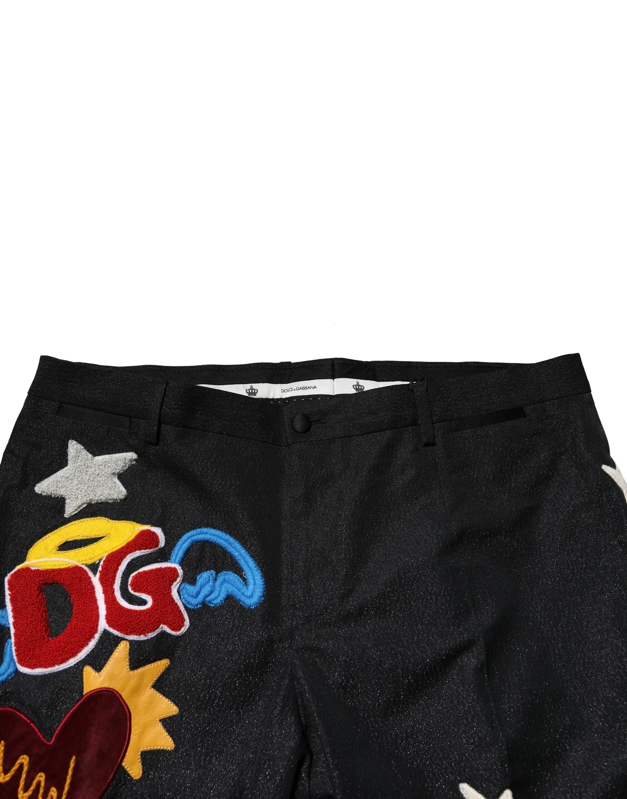 Dolce & Gabbana Black Graphic Embroidery Men Men's Pants