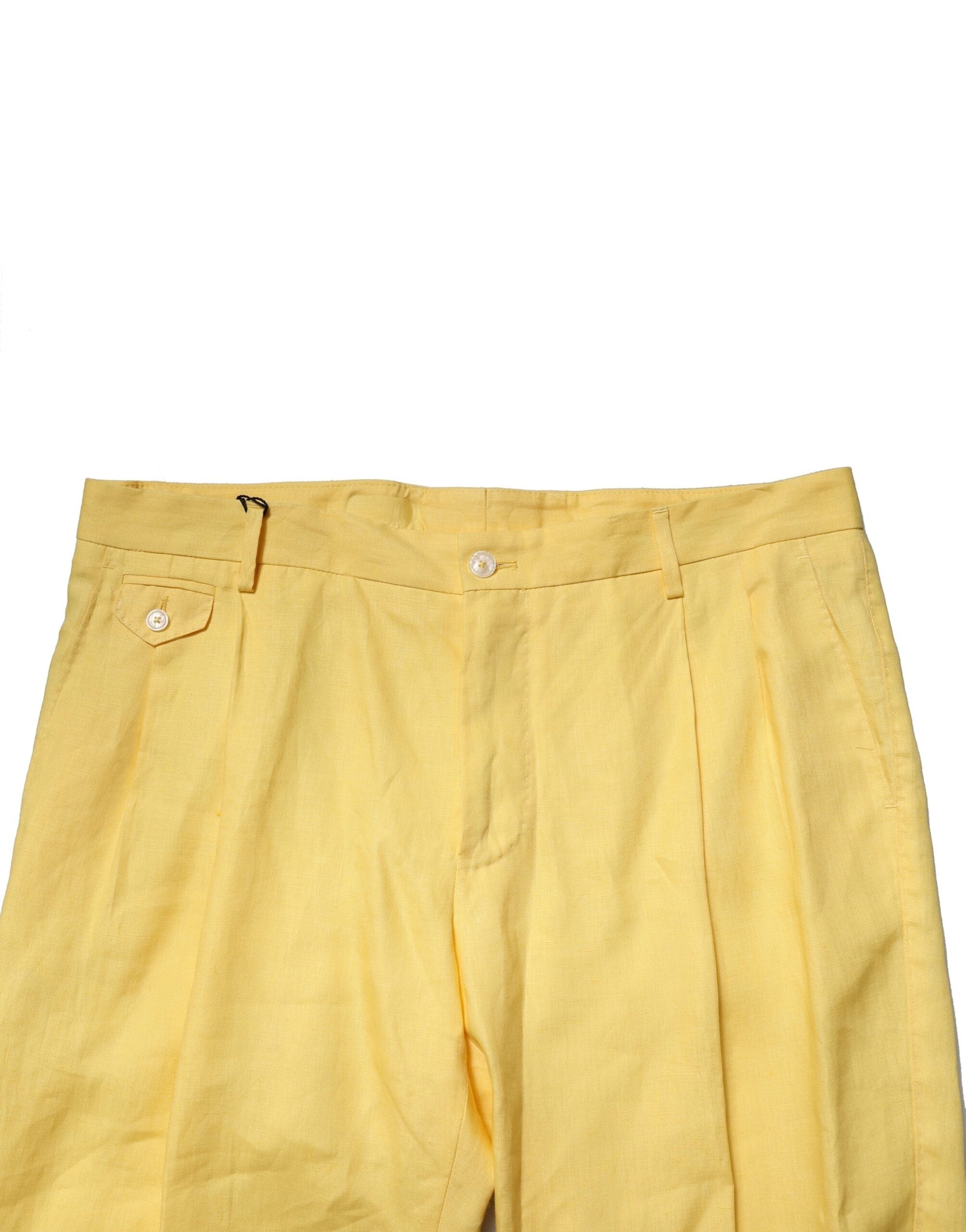 Dolce & Gabbana Yellow Flax Tapered Dress Men Men's Pants