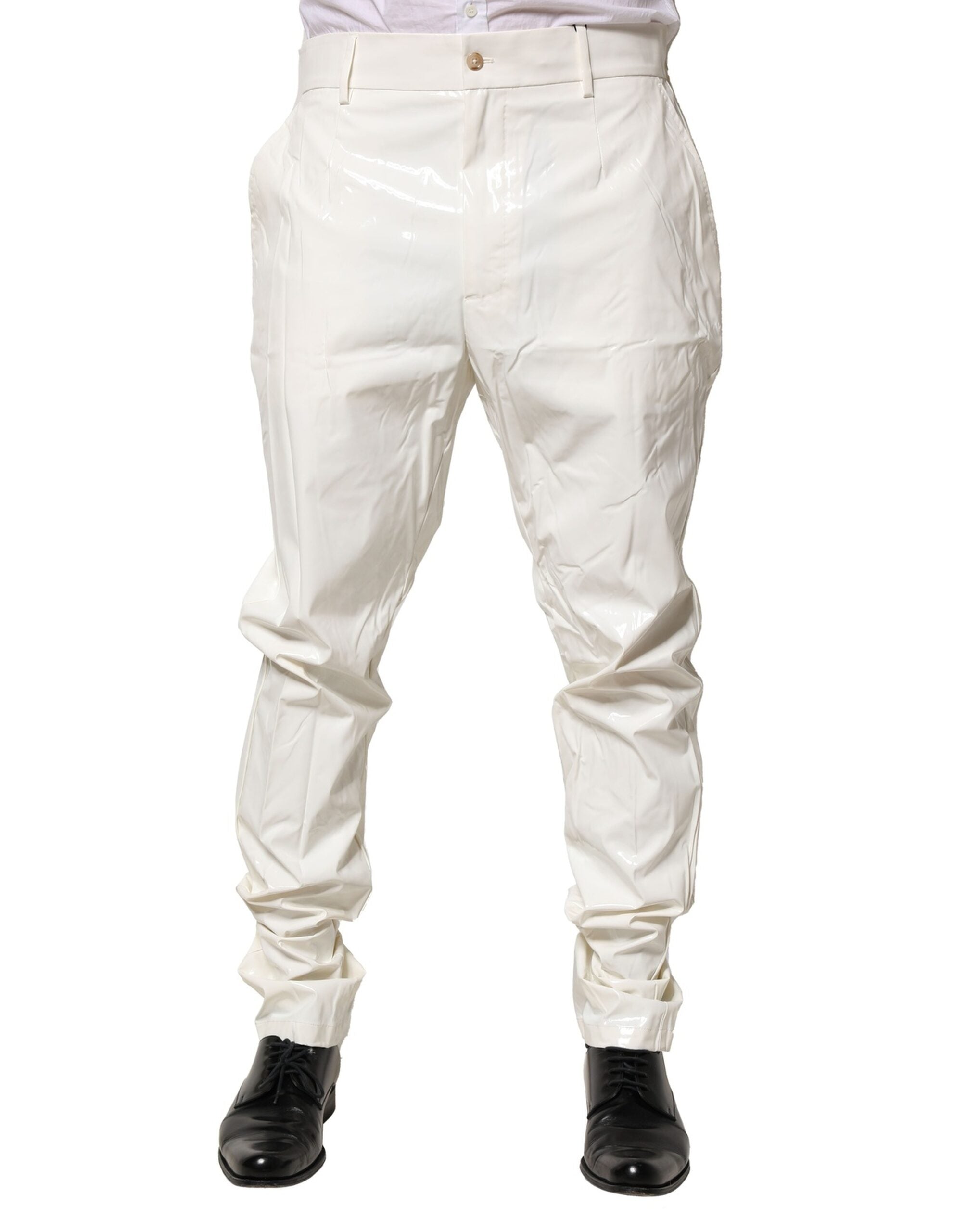 Dolce & Gabbana White Nylon Tapered Dress Men Men's Pants