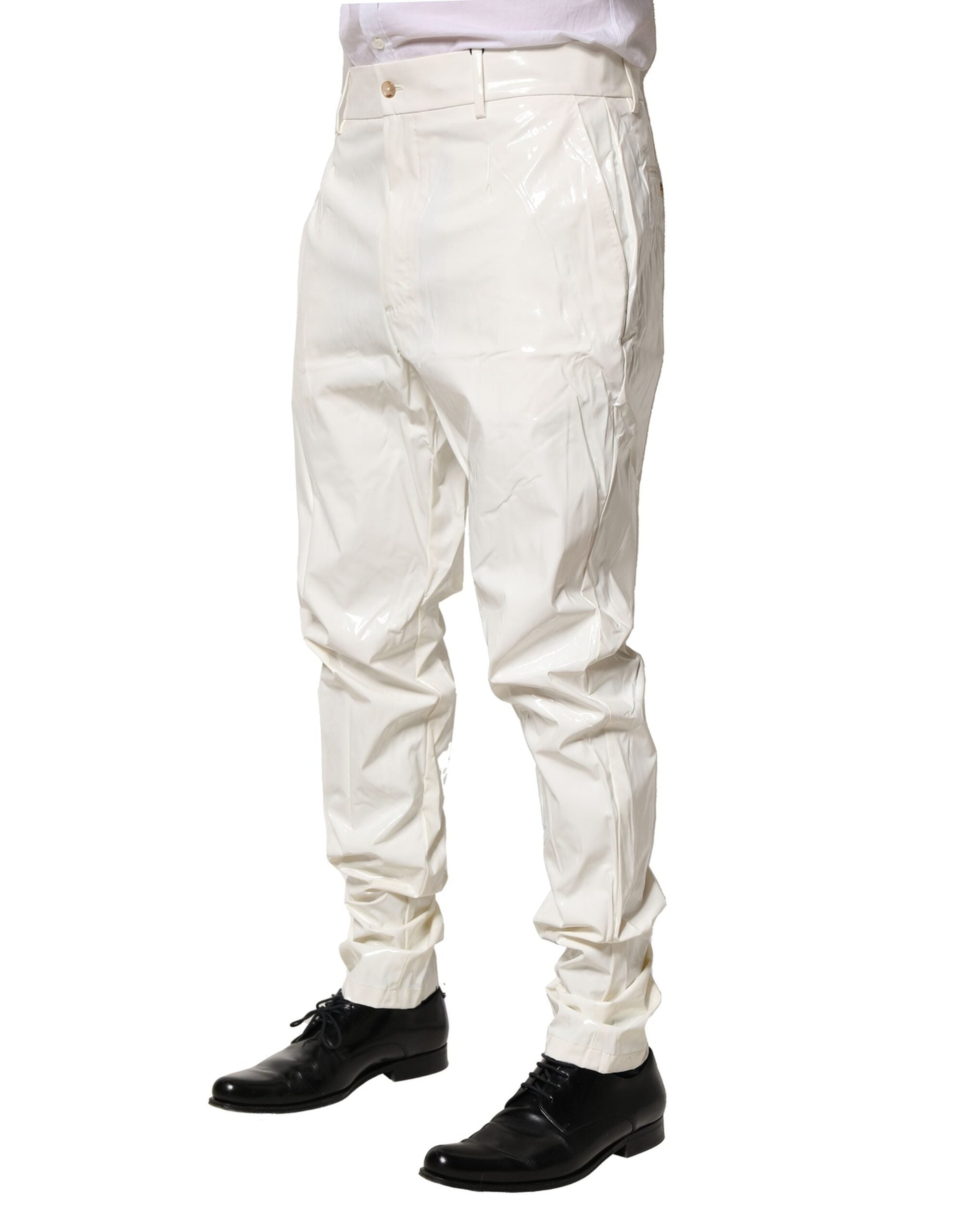 Dolce & Gabbana White Nylon Tapered Dress Men Men's Pants