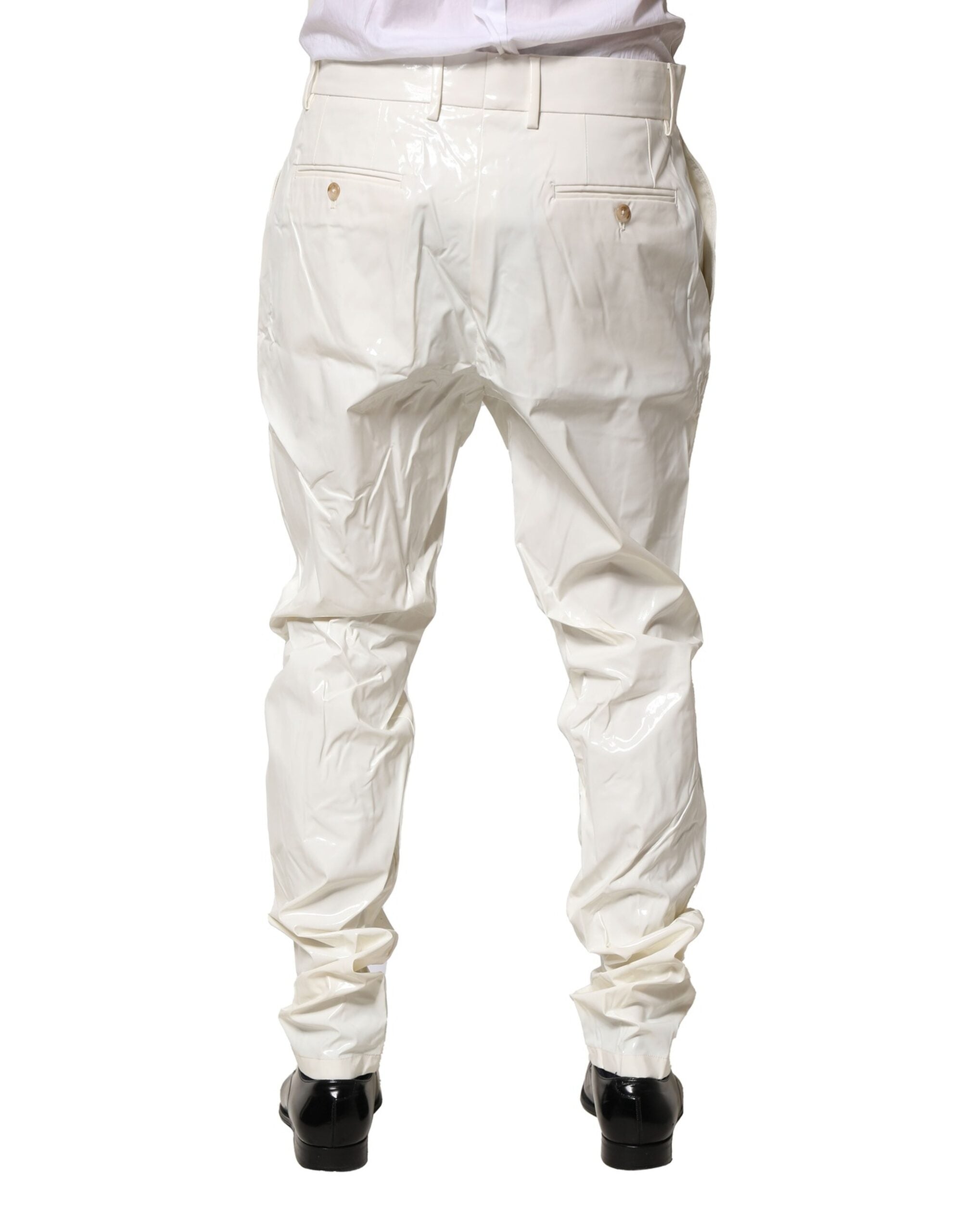Dolce & Gabbana White Nylon Tapered Dress Men Men's Pants