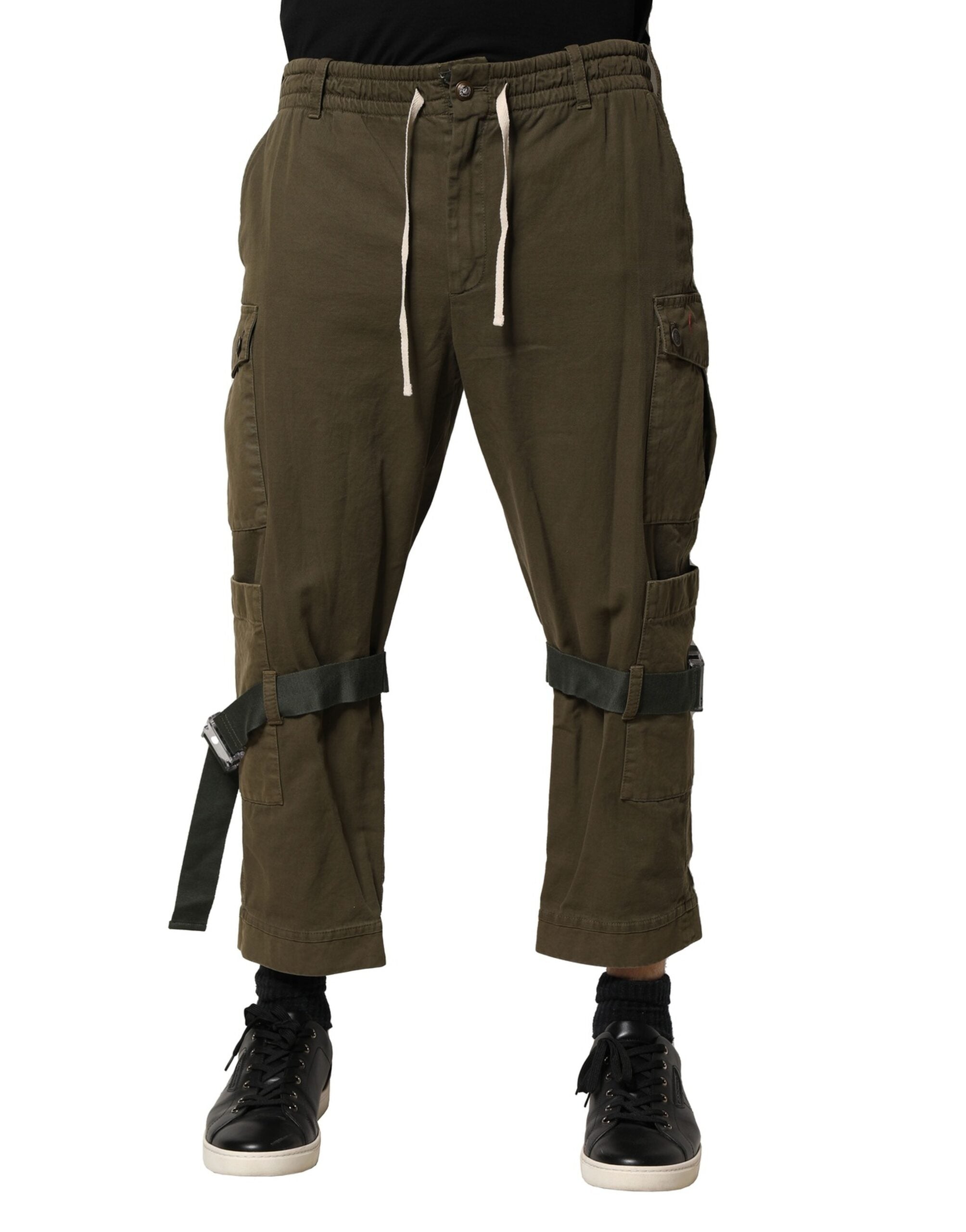 Dolce & Gabbana Brown Cotton Cargo Drawstring Men's Pants