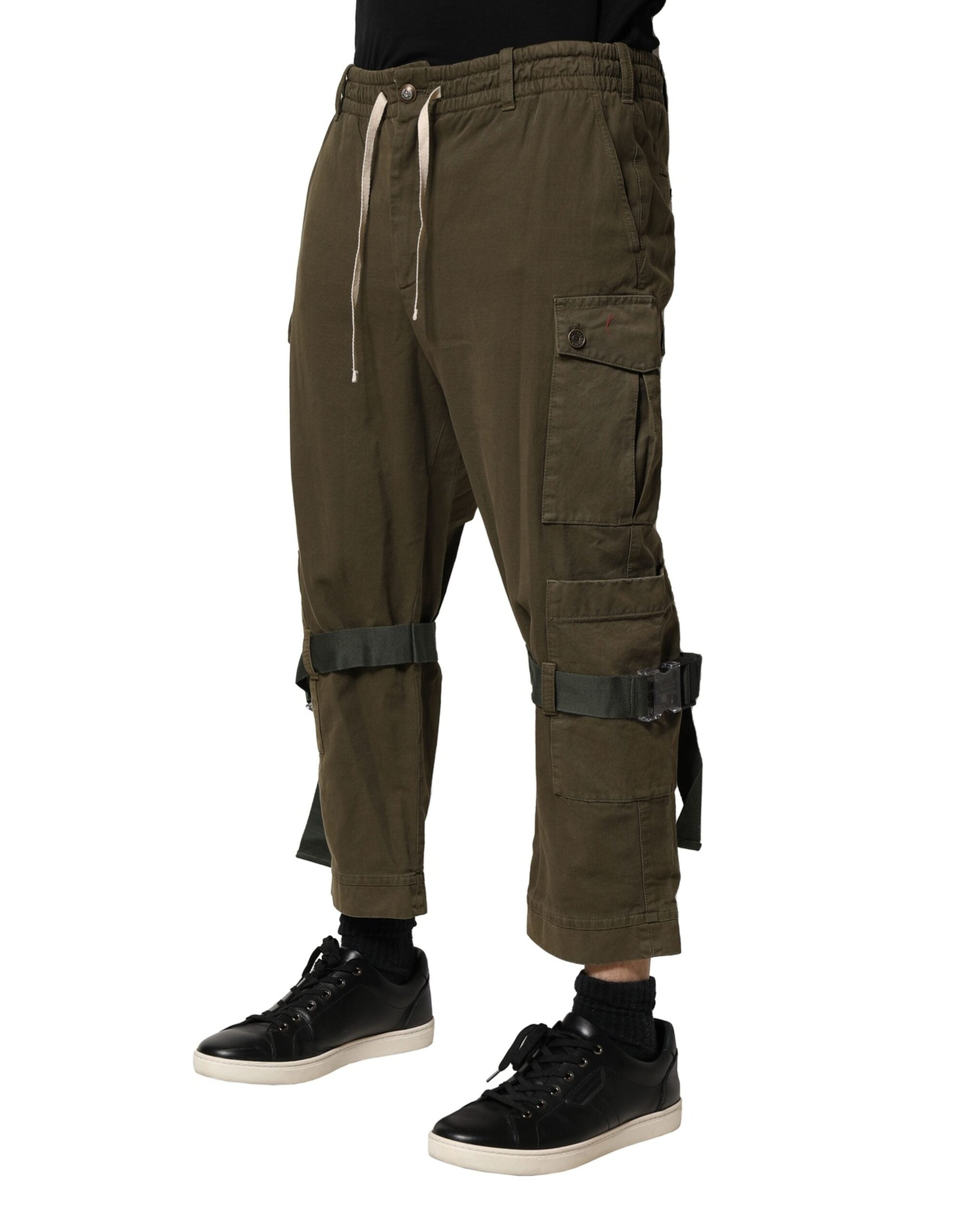 Dolce & Gabbana Brown Cotton Cargo Drawstring Men's Pants