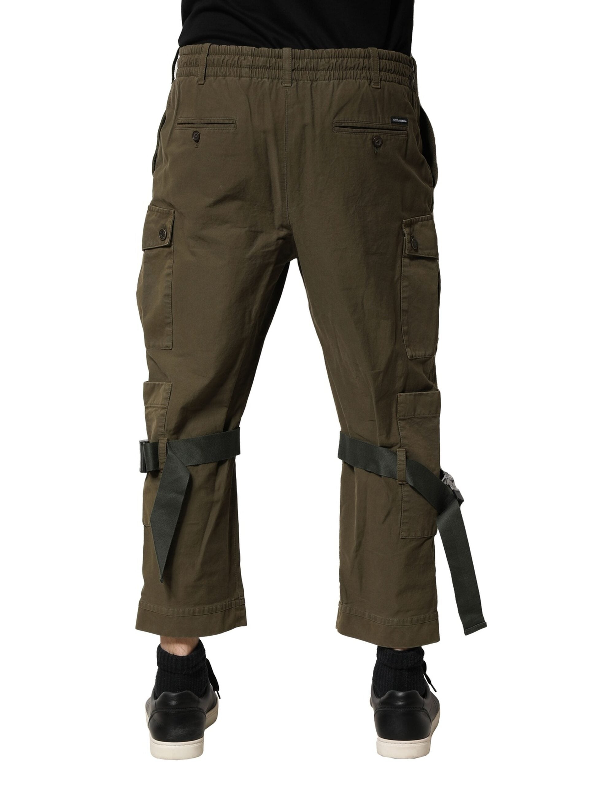 Dolce & Gabbana Brown Cotton Cargo Drawstring Men's Pants