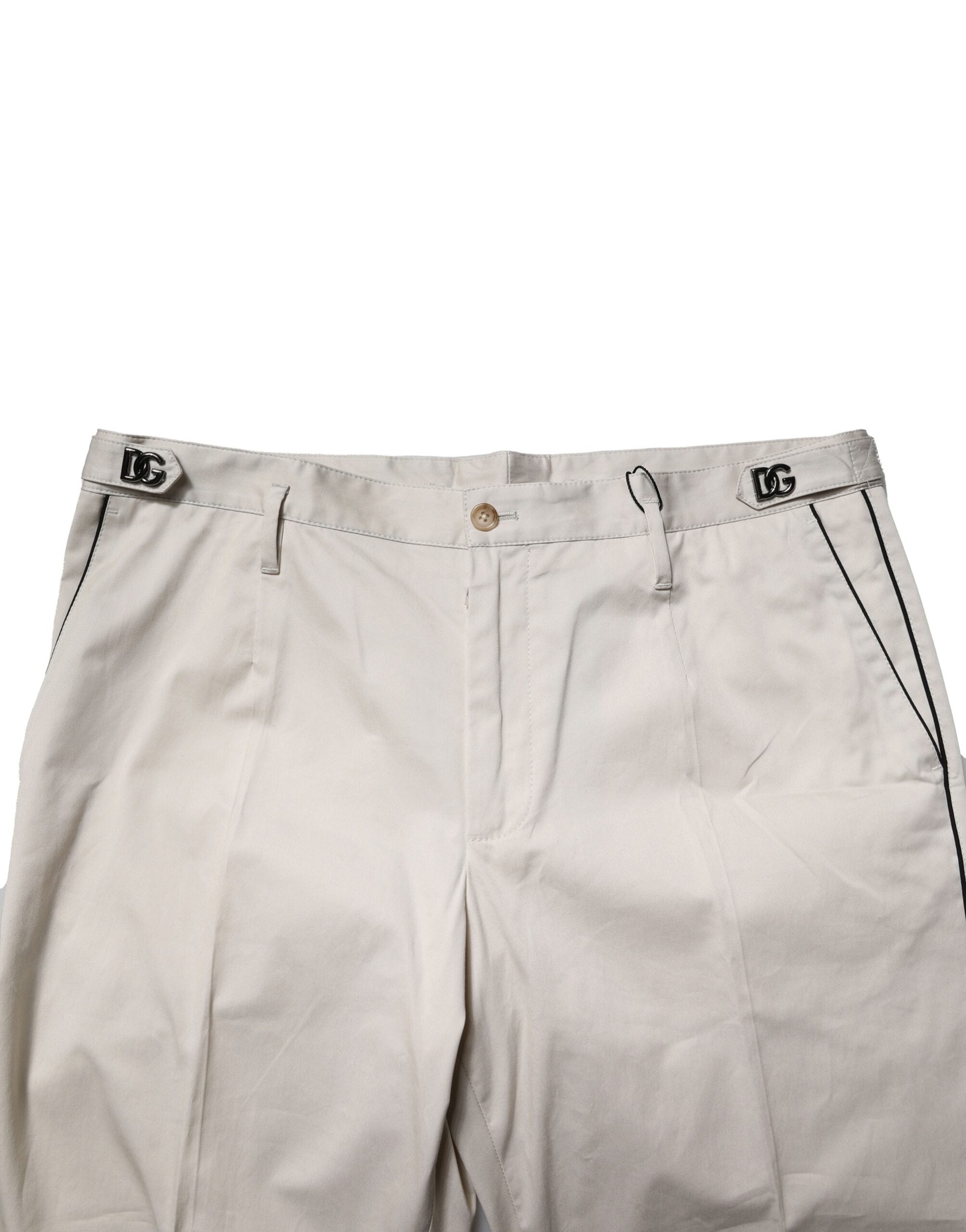 Dolce & Gabbana White Cotton Dress Slim Formal Men's Pants (Pre-Owned)