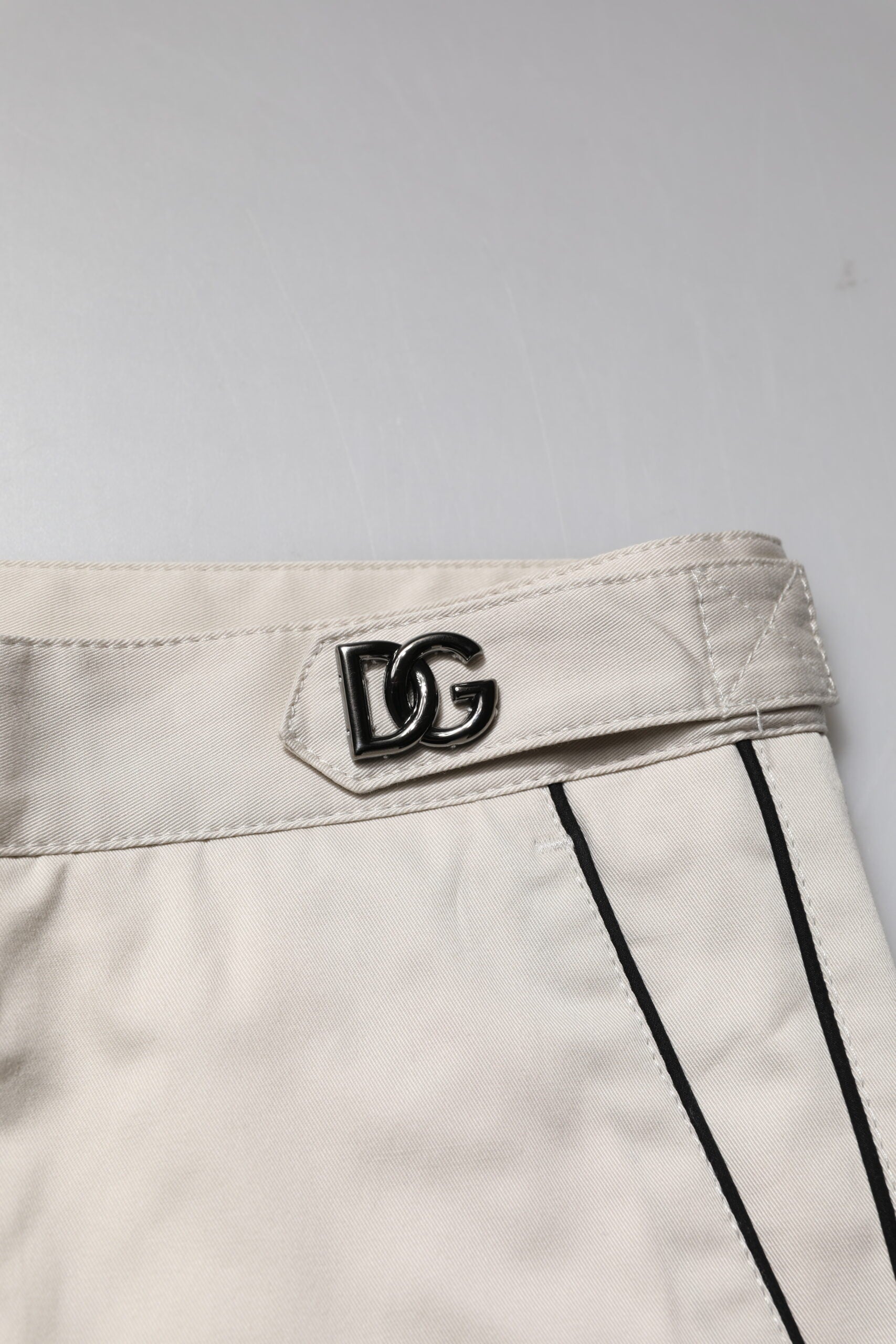 Dolce & Gabbana White Cotton Dress Slim Formal Men's Pants (Pre-Owned)