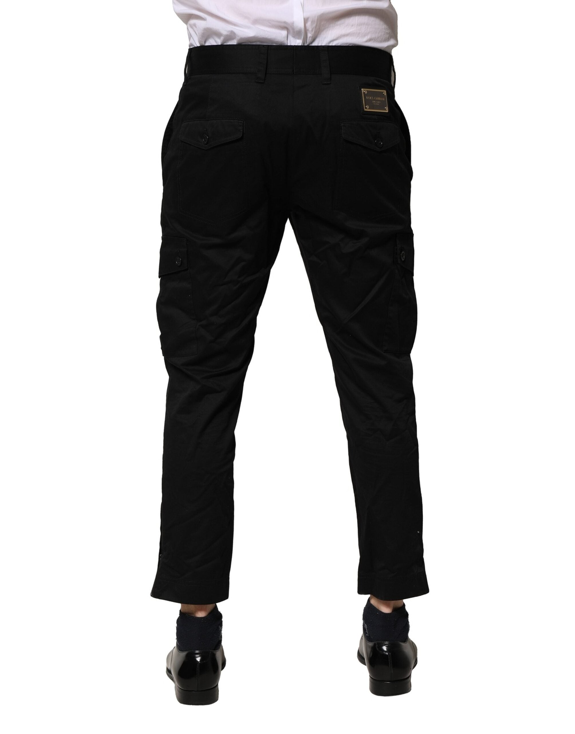 Dolce & Gabbana Black Cotton Dress Slim Formal Men's Pants