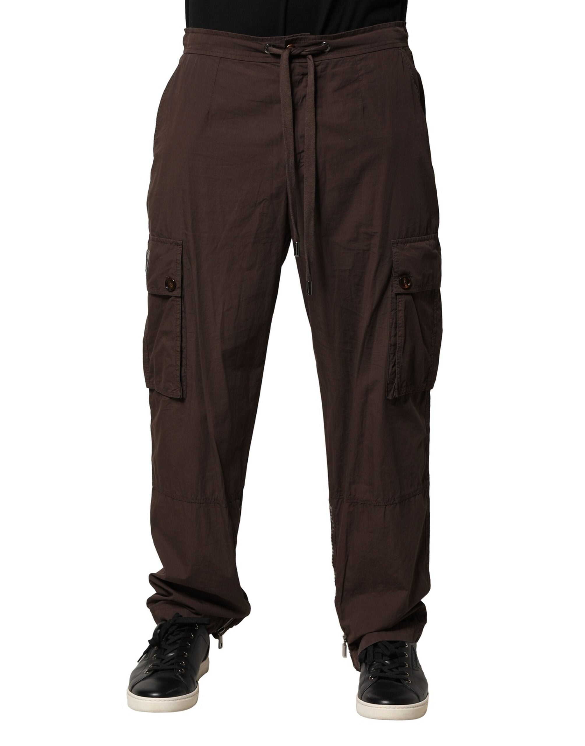 Dolce & Gabbana Brown Cotton Cargo Jogger Men Men's Pants (Pre-Owned)