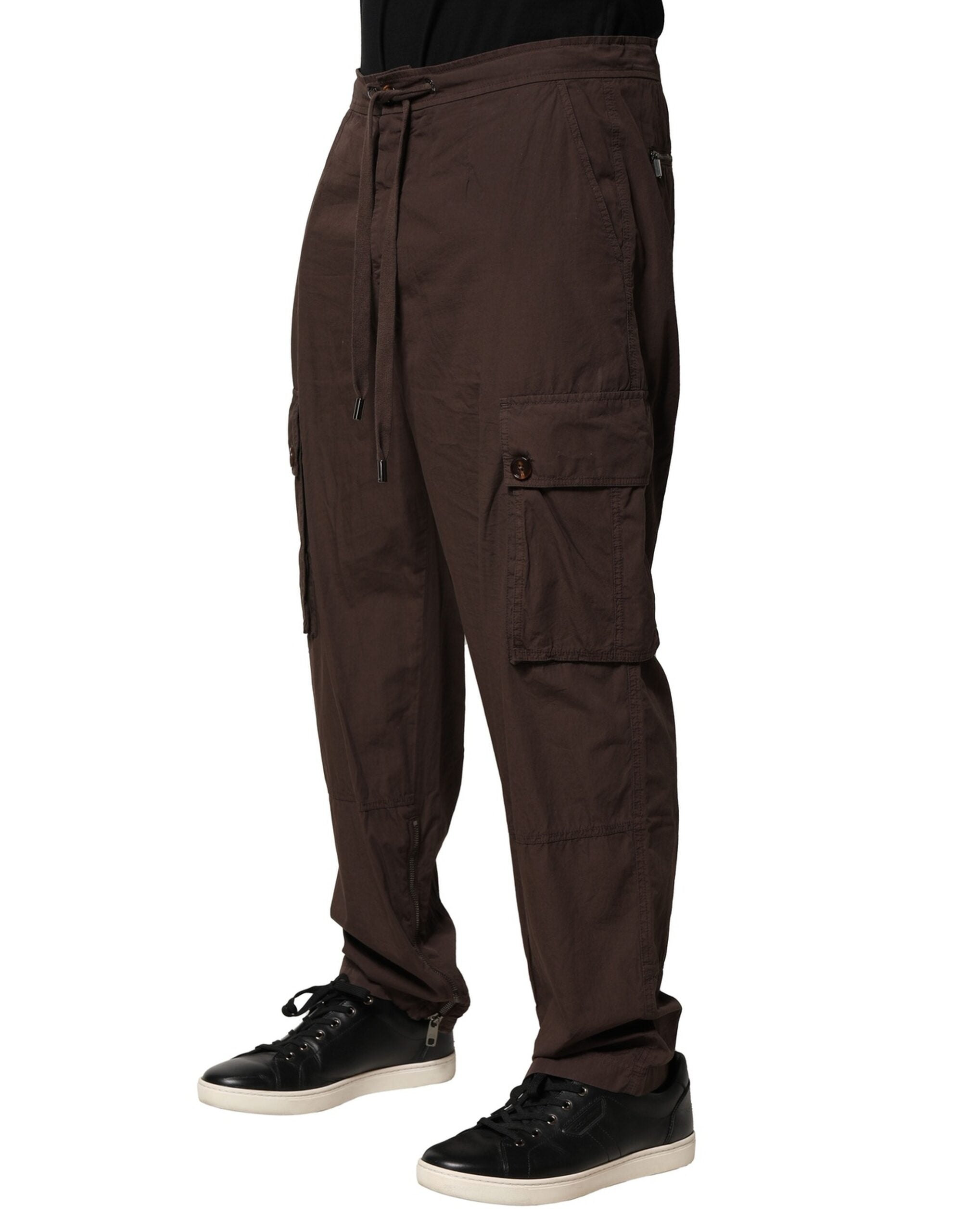 Dolce & Gabbana Brown Cotton Cargo Jogger Men Men's Pants (Pre-Owned)
