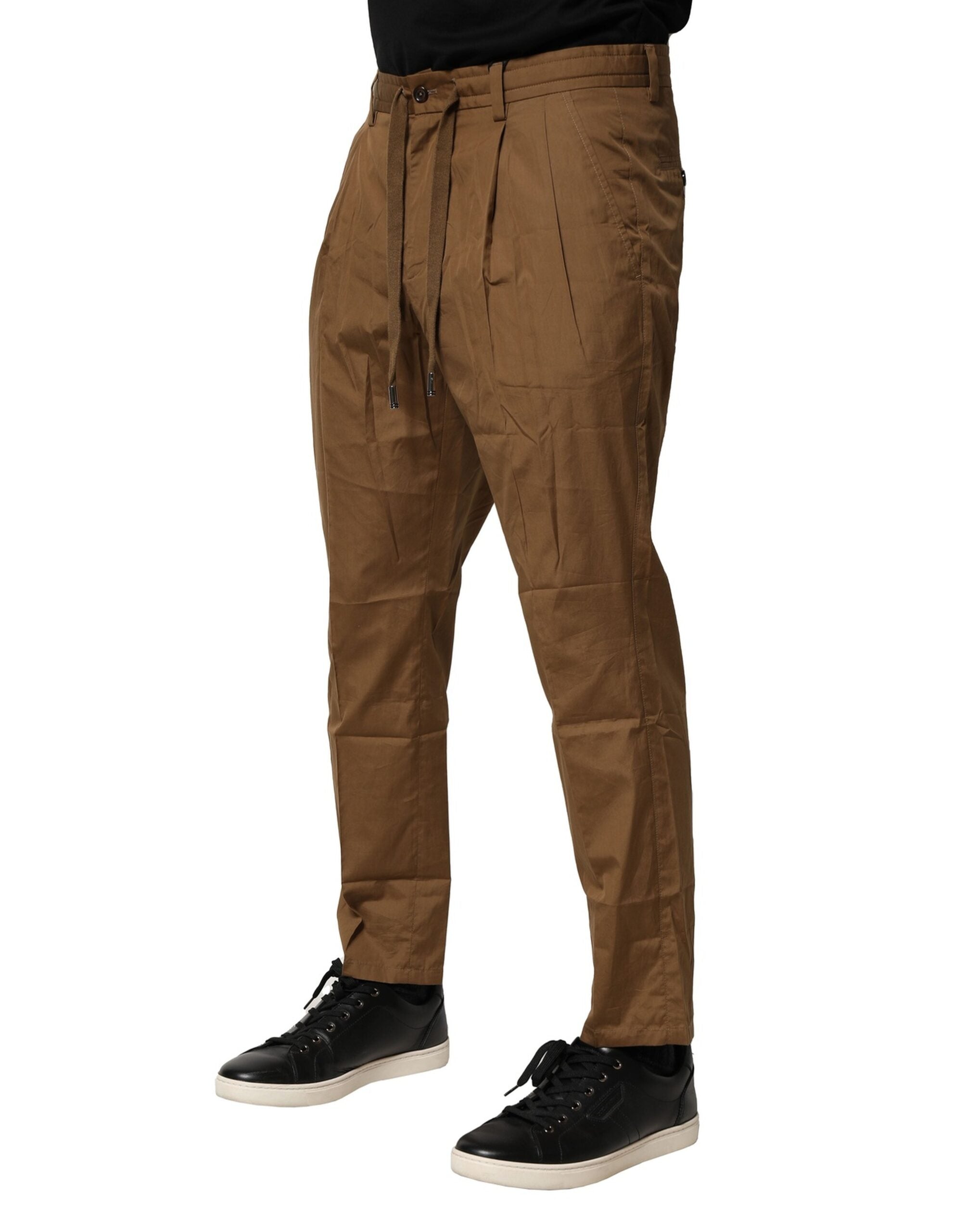 Dolce & Gabbana Brown Cotton Chino Mid Waist Men Men's Pants