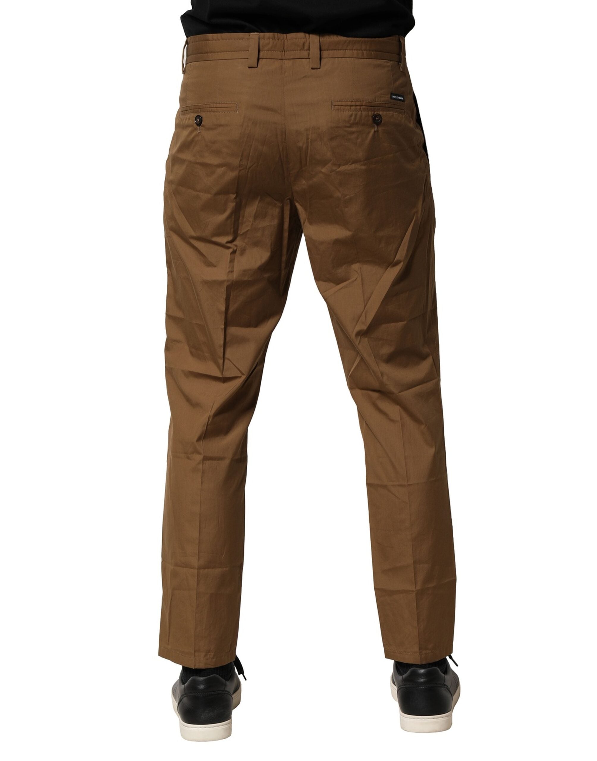 Dolce & Gabbana Brown Cotton Chino Mid Waist Men Men's Pants