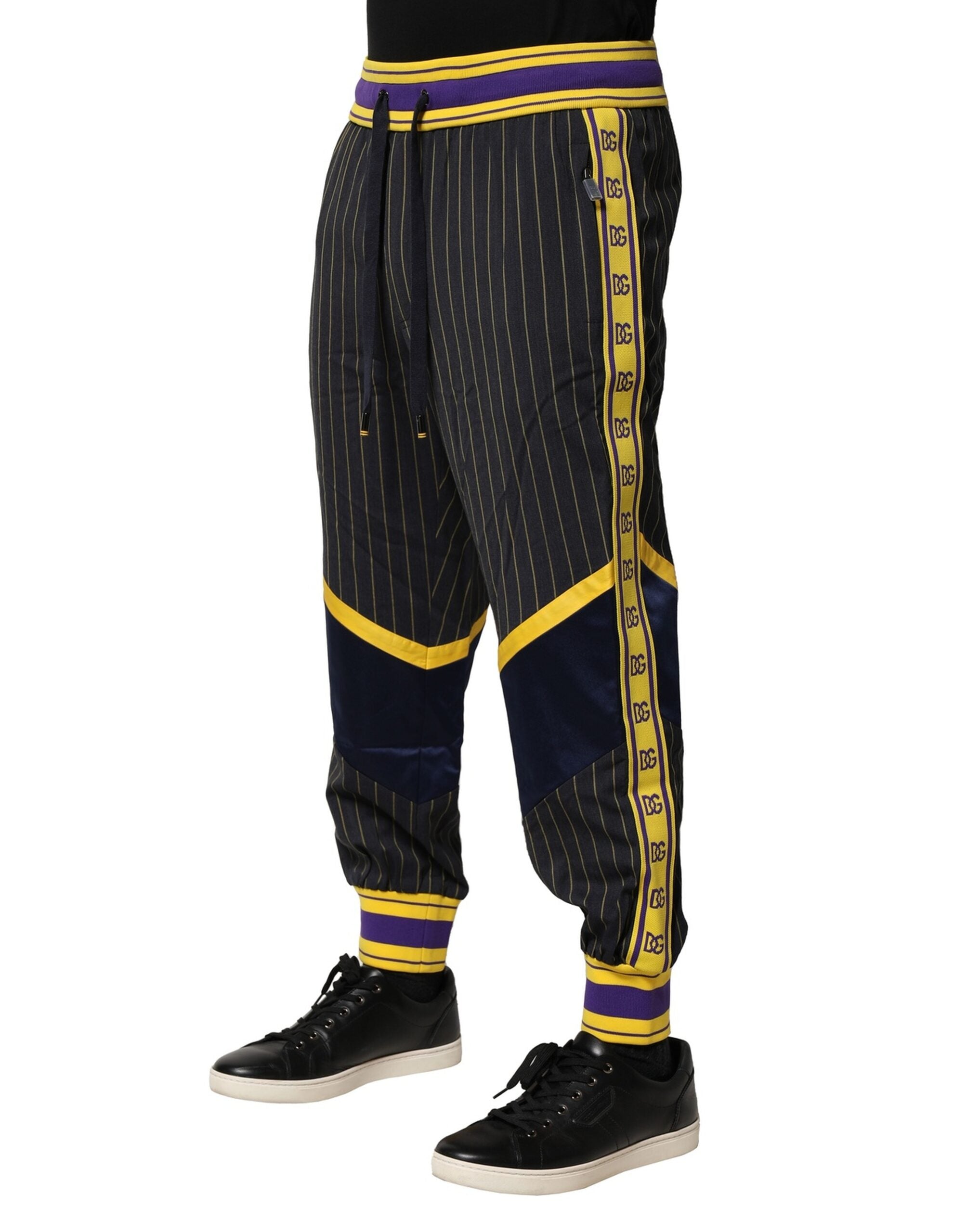 Dolce & Gabbana Multicolor Stripes Wool Jogger Men's Pants