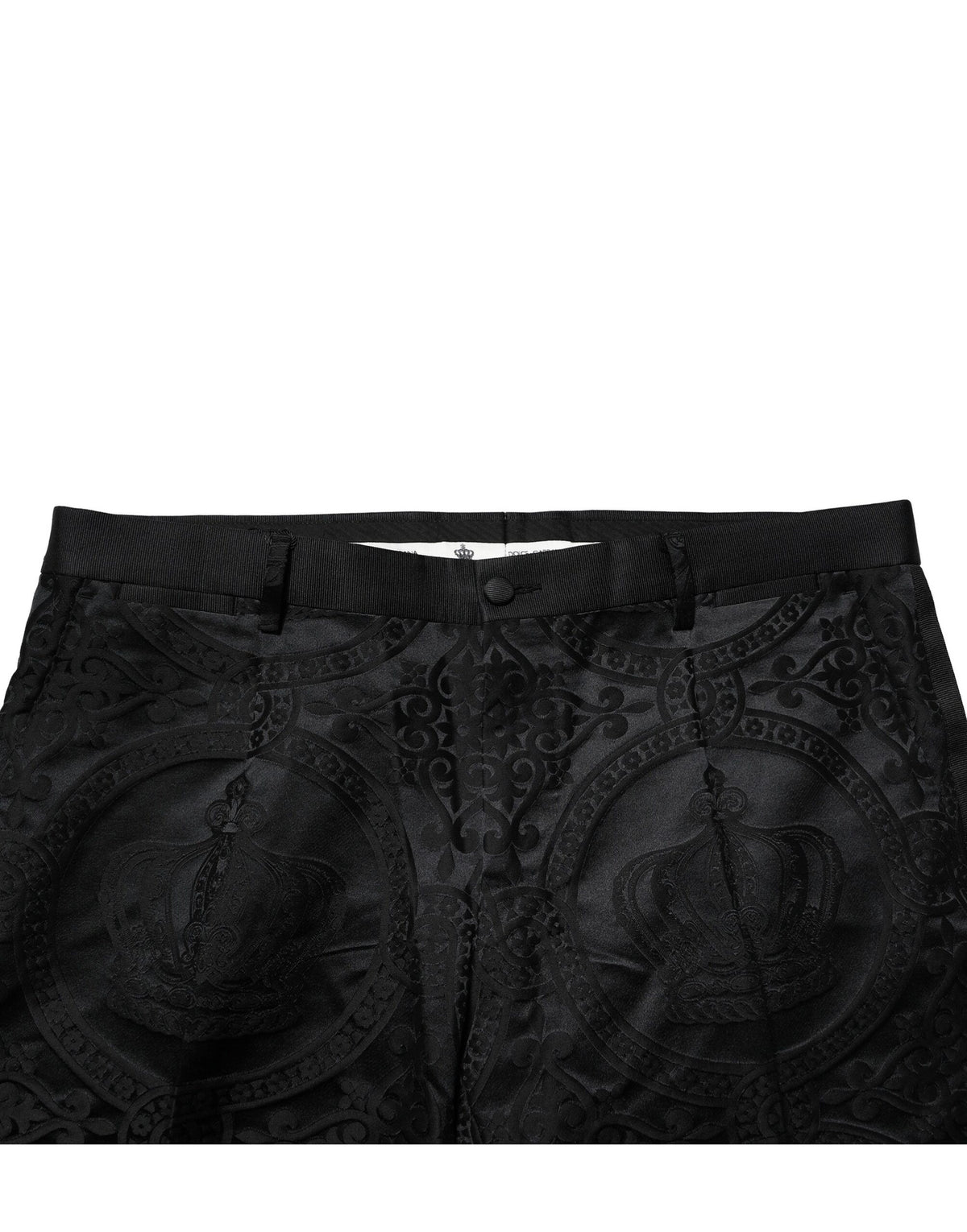 Dolce & Gabbana Black Cotton DG Crown Dress Men's Pants