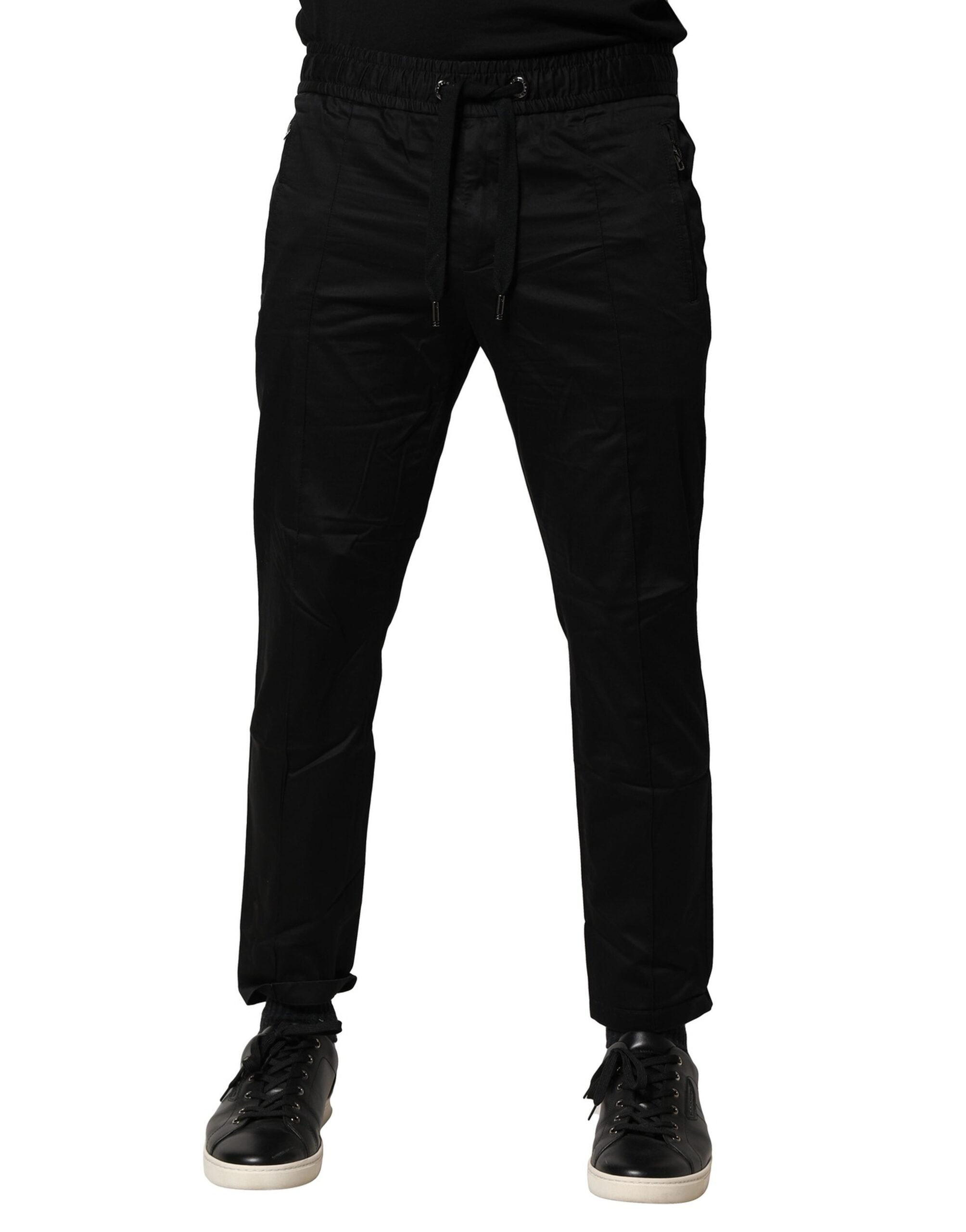 Dolce & Gabbana Black Cotton Mid Waist Jogger Men's Pants (Pre-Owned)